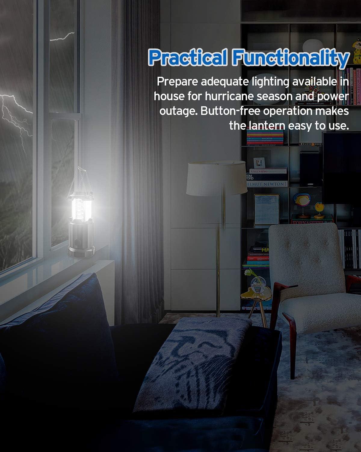 Etekcity LED Camping Lantern for Emergency Light Hurricane Supplies, Lanterns for Survival Kits Power Outages , Battery Powered Operated Lanterns Lamp, Camping Gear Accessories , 4 Pack