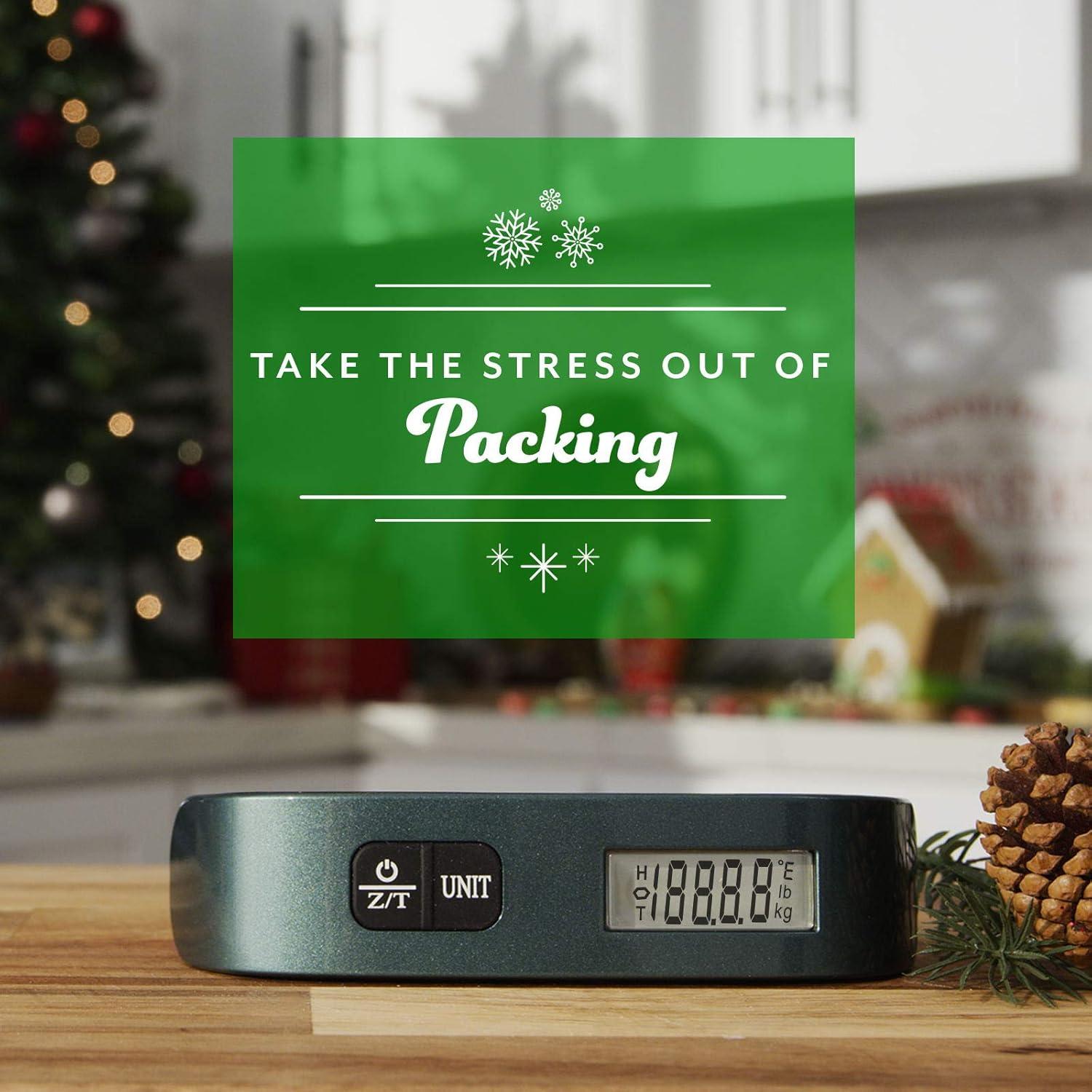 Etekcity Luggage Scale, Digital Weight Scales for Travel Accessories Essentials Suitcases , Portable Handheld Scale with Temperature Sensor, Rubber Paint, 110 Pounds, Battery Included(Green)