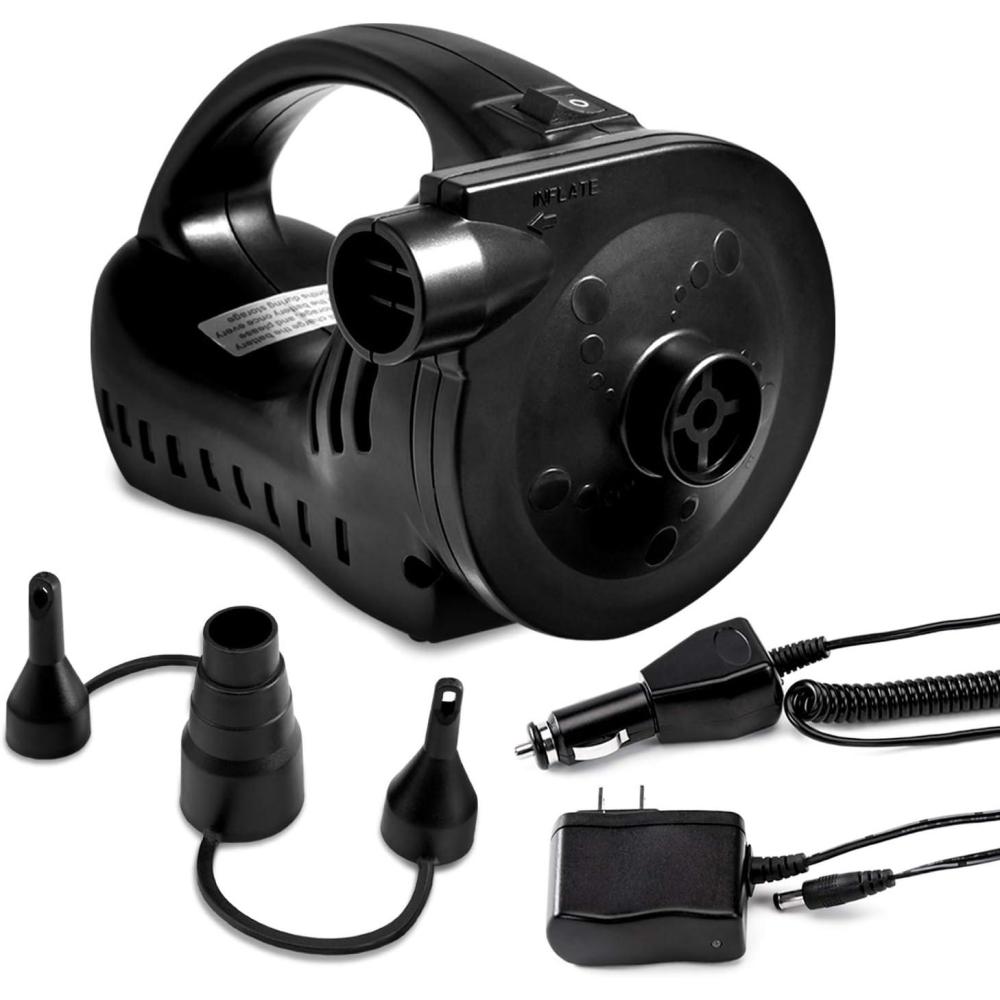 Etekcity Electric Air Pump Rechargeable Portable Air Mattress Pump Cordless Quick-Fill Inflator Deflator for Pool Inflatables Raft Bed Boat Pool Toy Floats with 3 Nozzles/(Black)