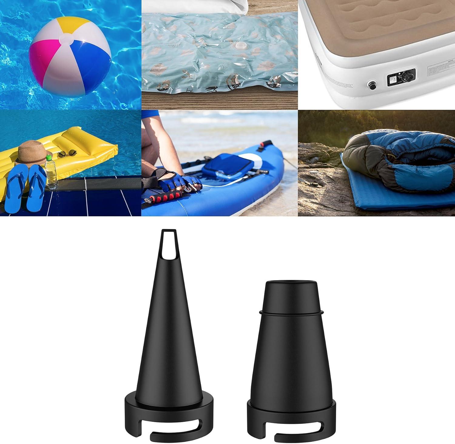 Etekcity Air Pump for Inflatables, Portable Electric Air Mattress Pump, Quick-Fill Perfect Inflator/Deflator for Couch, Blow up Pool Floats Raft Bed Boat Toy with Nozzles, 110-120V, Black(Dark Black)