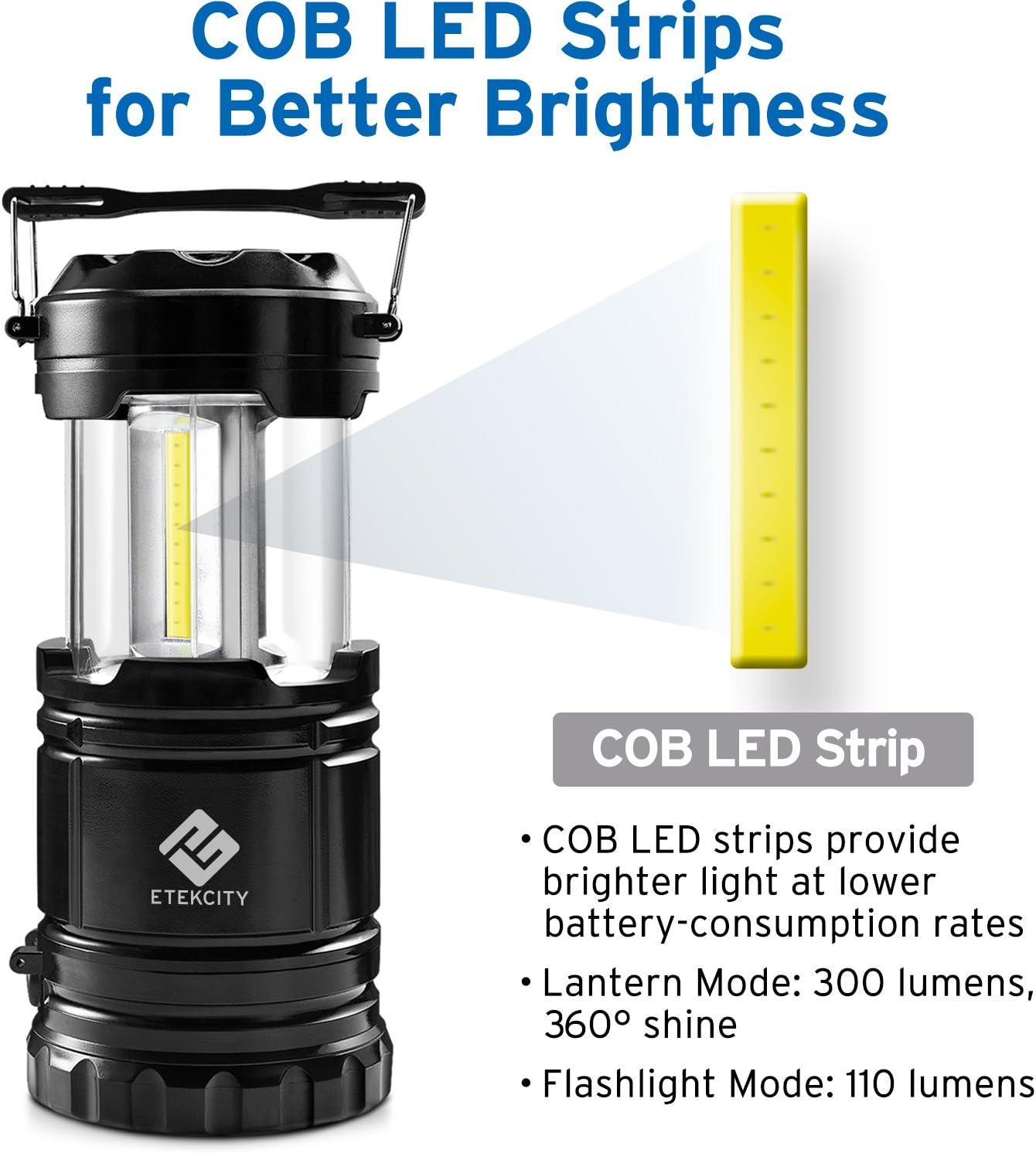 Etekcity LED Camping Lantern for Emergency Light Hurricane Supplies, Lanterns for Survival Kits Power Outages , Battery Powered Operated Lanterns Lamp, Camping Gear Accessories , 2 Pack