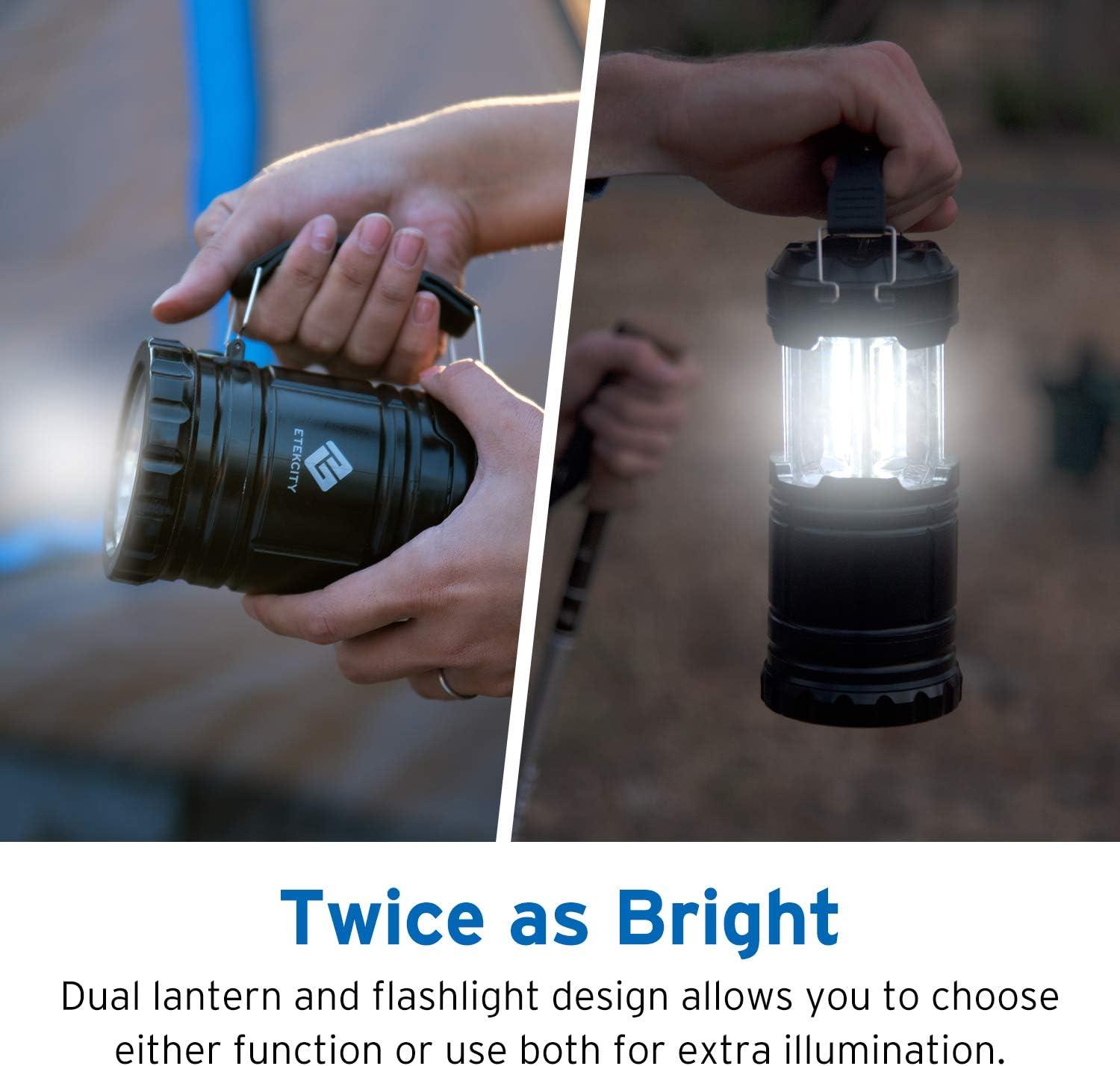 Etekcity LED Camping Lantern for Emergency Light Hurricane Supplies, Lanterns for Survival Kits Power Outages , Battery Powered Operated Lanterns Lamp, Camping Gear Accessories , 2 Pack