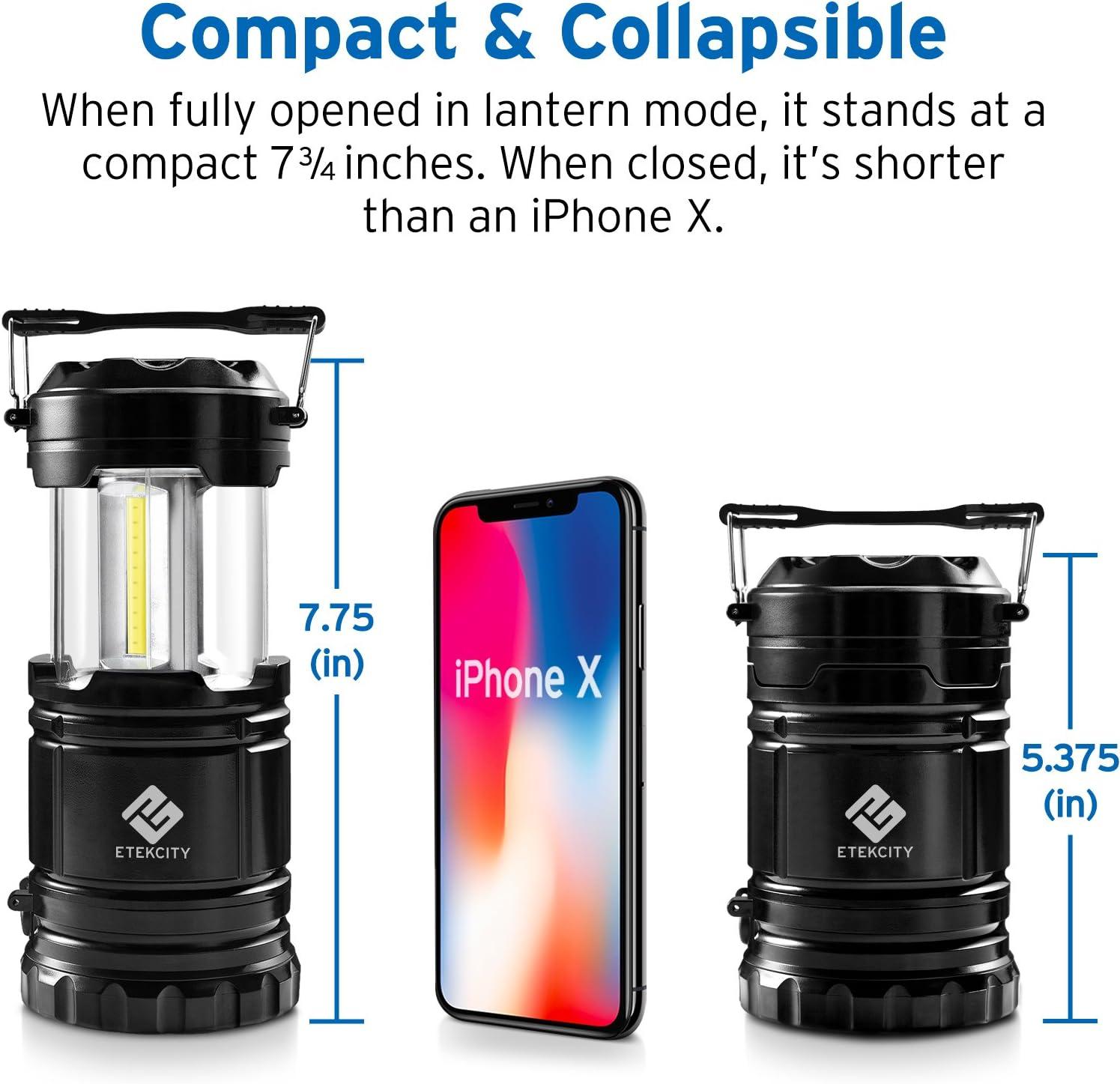 Etekcity LED Camping Lantern for Emergency Light Hurricane Supplies, Lanterns for Survival Kits Power Outages , Battery Powered Operated Lanterns Lamp, Camping Gear Accessories , 2 Pack