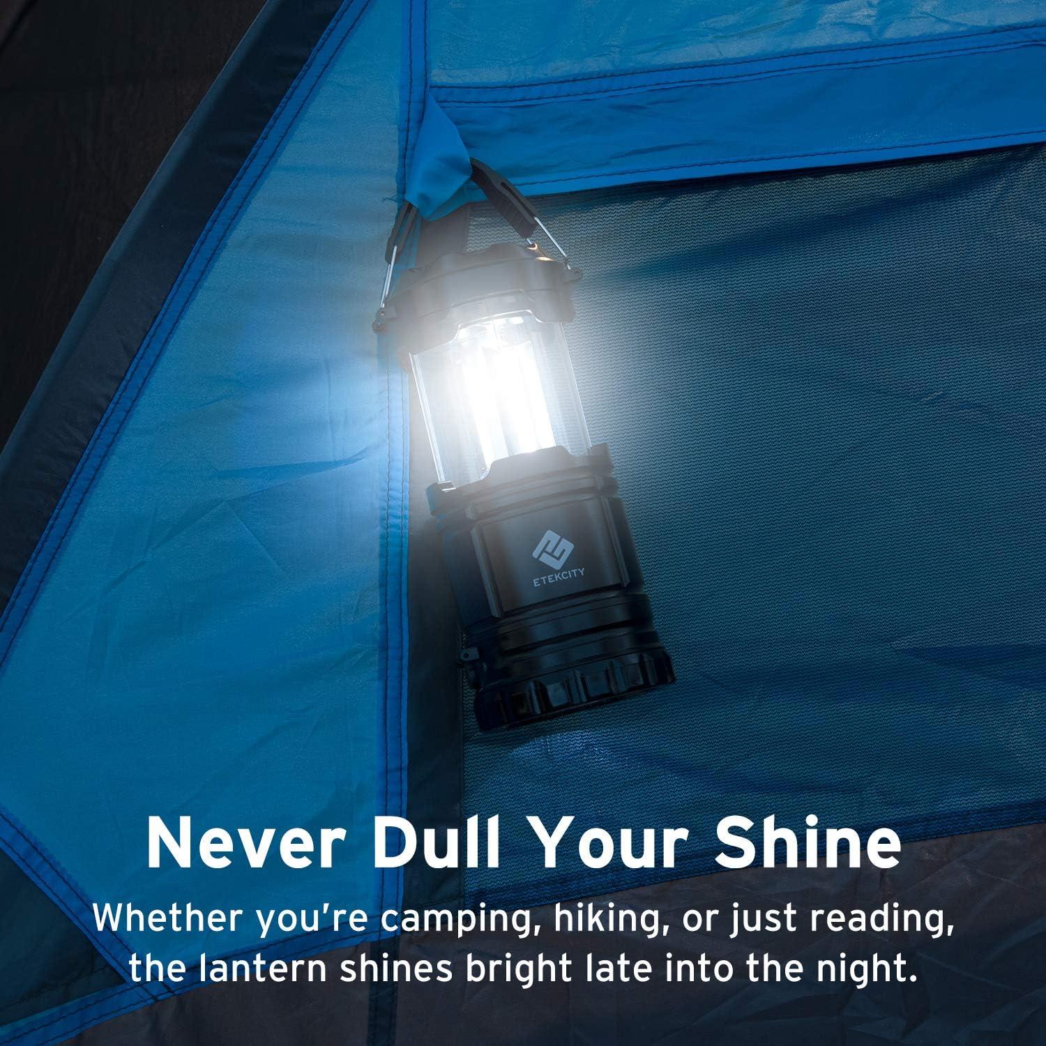 Etekcity LED Camping Lantern for Emergency Light Hurricane Supplies, Lanterns for Survival Kits Power Outages , Battery Powered Operated Lanterns Lamp, Camping Gear Accessories , 2 Pack