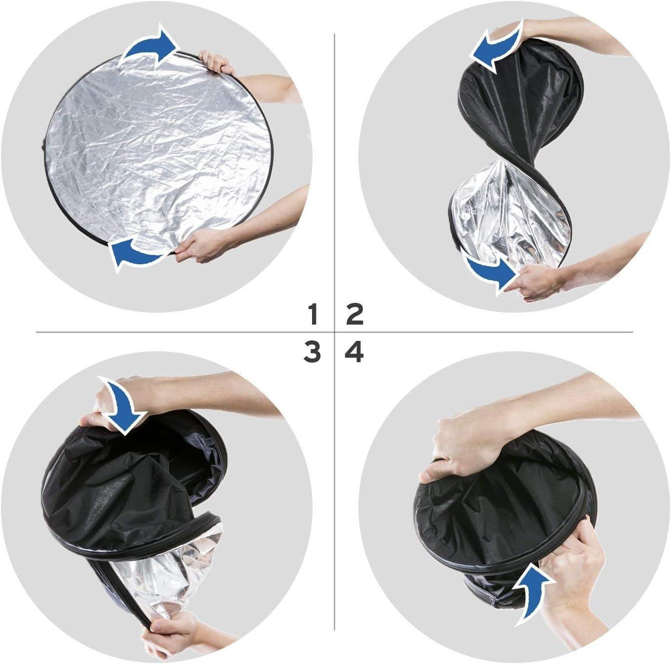 Etekcity 43″ (110cm) 5-in-1 Photography Reflector, Multi-Disc Light Reflectors for Photography, Collapsible with Bag – Translucent, Silver, Gold, White and Black(24 Inch)