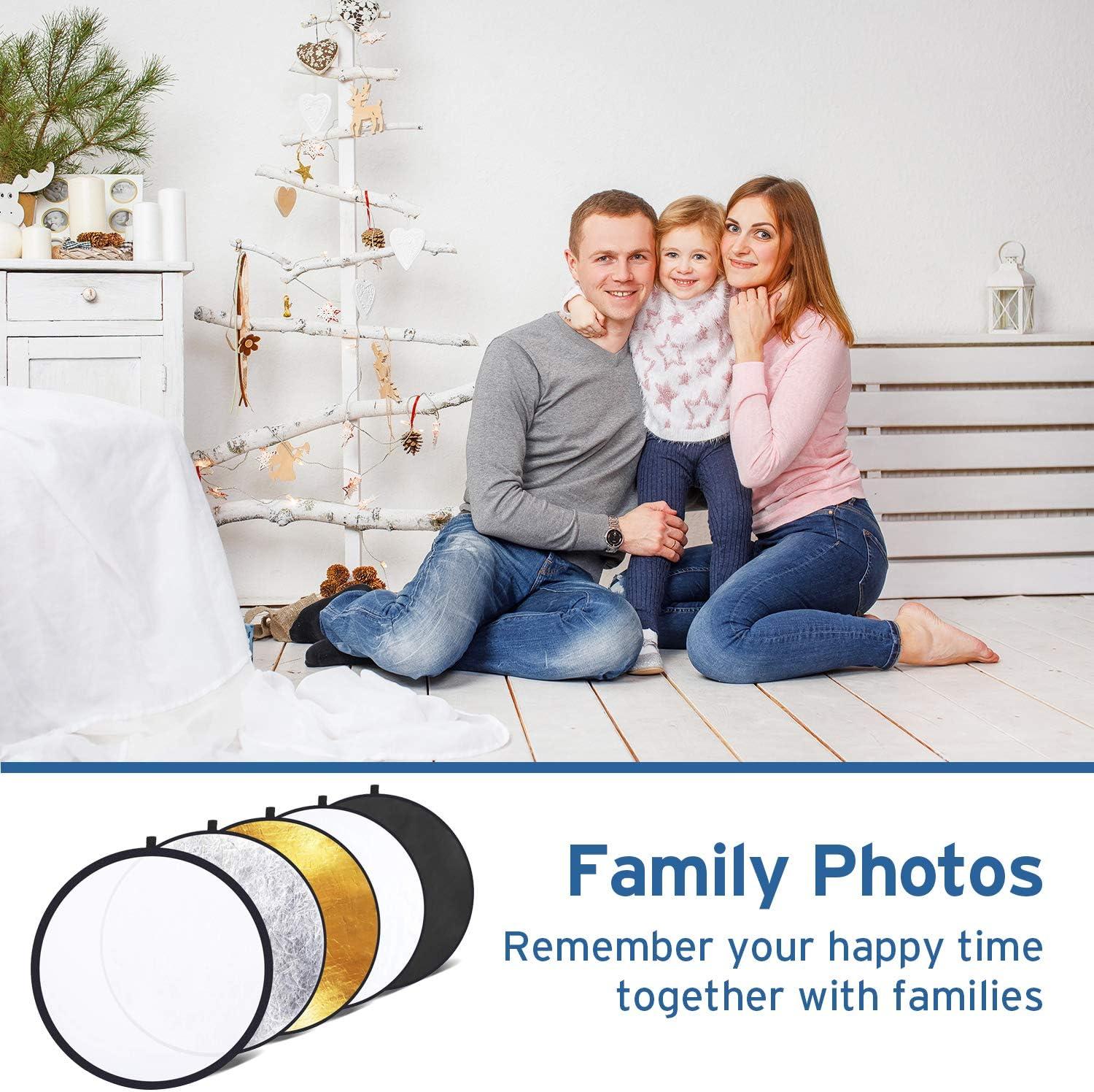Etekcity 43″ (110cm) 5-in-1 Photography Reflector, Multi-Disc Light Reflectors for Photography, Collapsible with Bag – Translucent, Silver, Gold, White and Black(24 Inch)