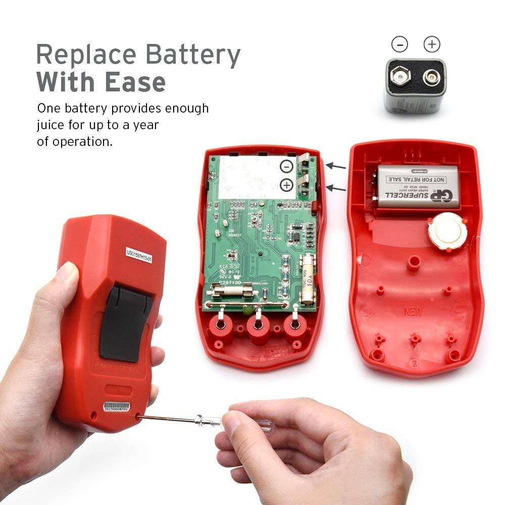 Etekcity Digital Multimeter, AC DC Voltmeter Amp Volt Ohm Current Meter, Electrical Voltage Outlet Circuit Tester With Continuity Resistance Diode Test ,Two Build-In Ceramic Fuses, Red, MSR-R500