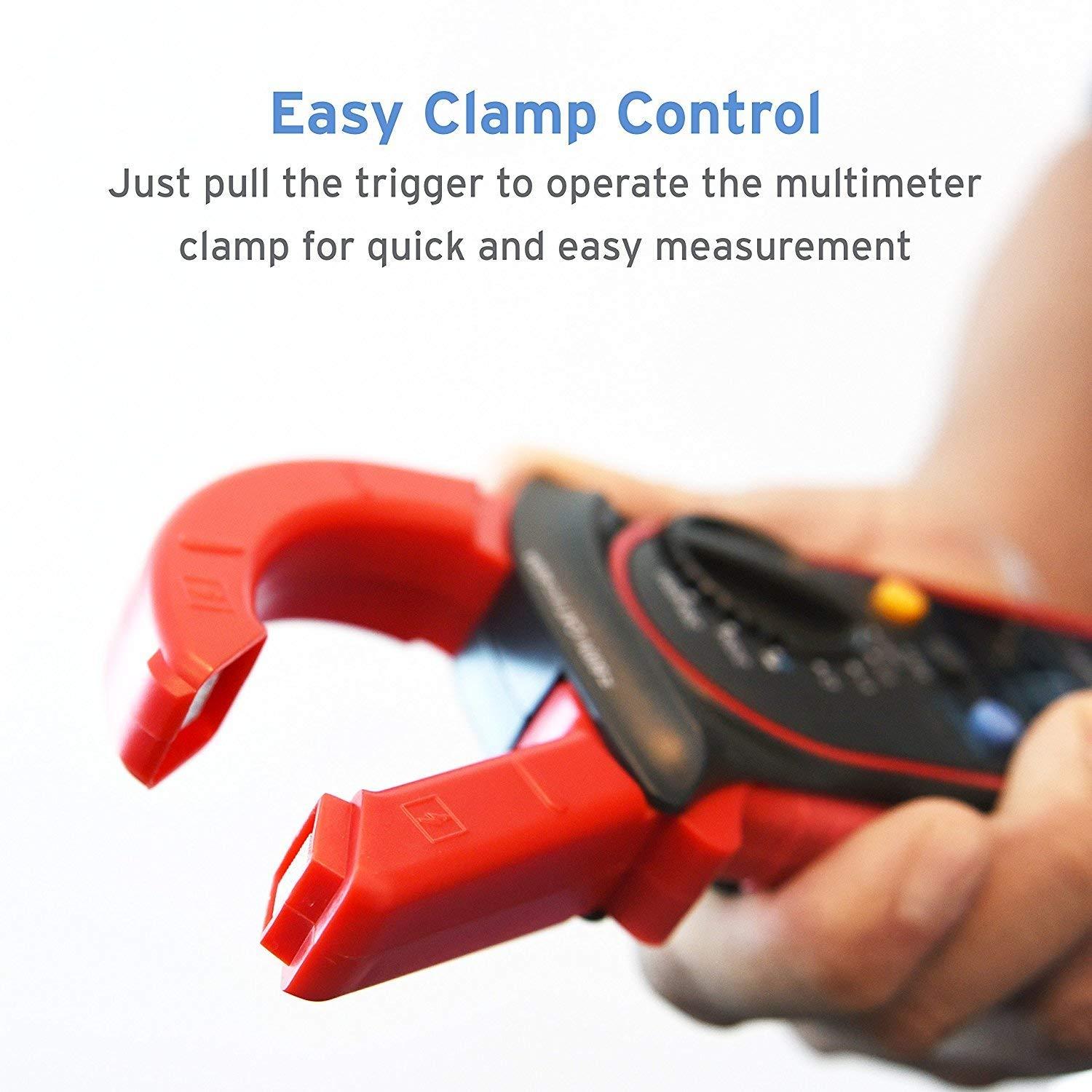 Etekcity Digital Clamp Meter Multimeter AC Current and AC/DC Voltage Tester with Amp, Volt, Ohm, Continuity, Diode and Resistance Test, Auto-Ranging, Red, MSR-C600