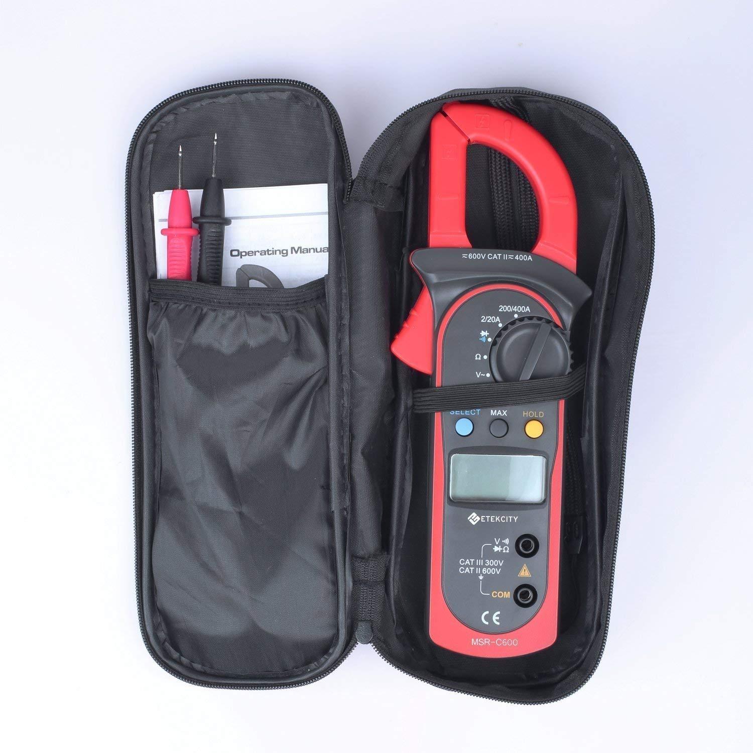 Etekcity Digital Clamp Meter Multimeter AC Current and AC/DC Voltage Tester with Amp, Volt, Ohm, Continuity, Diode and Resistance Test, Auto-Ranging, Red, MSR-C600
