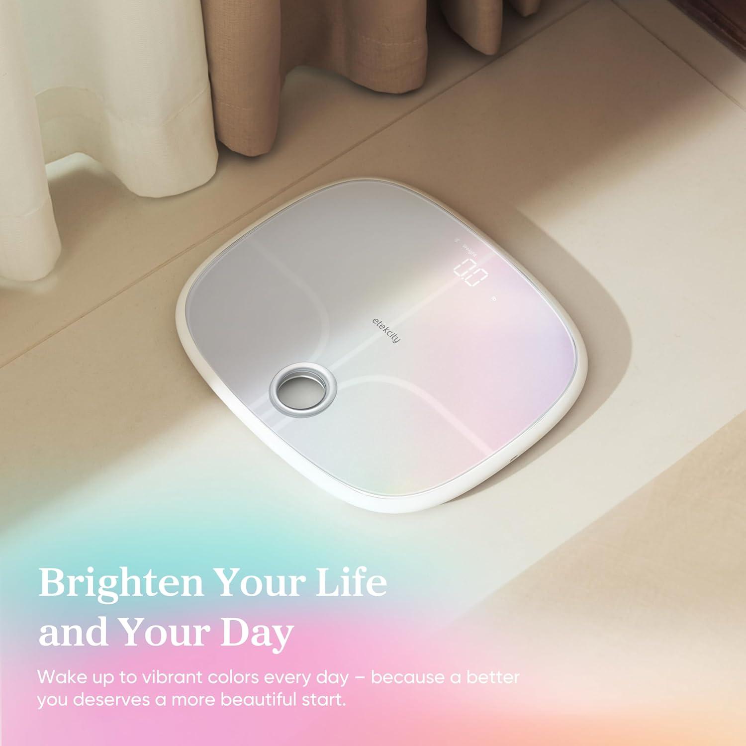 Etekcity Scale for Body Weight, Digital Bathroom Scales for People, Most Accurate to 0.05lb, Bright LED Display & Large Clear Numbers, Upgraded Quality for the Elderly Safe Home Use, 400 lbs(Rainbow White)