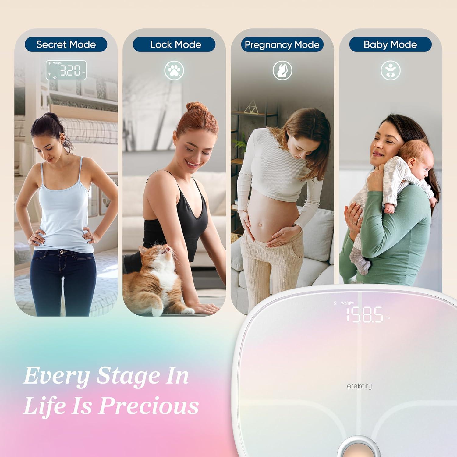 Etekcity Scale for Body Weight, Digital Bathroom Scales for People, Most Accurate to 0.05lb, Bright LED Display & Large Clear Numbers, Upgraded Quality for the Elderly Safe Home Use, 400 lbs(Rainbow White)