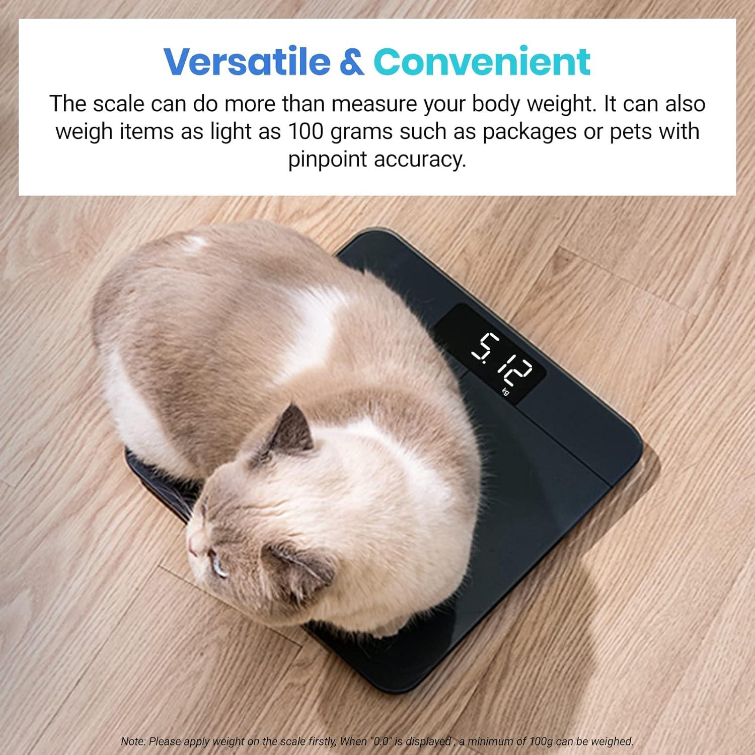 Etekcity Scale for Body Weight, Digital Bathroom Scales for People, Most Accurate to 0.05lb, Bright LED Display & Large Clear Numbers, Upgraded Quality for the Elderly Safe Home Use, 400 lbs(Grey-blue)