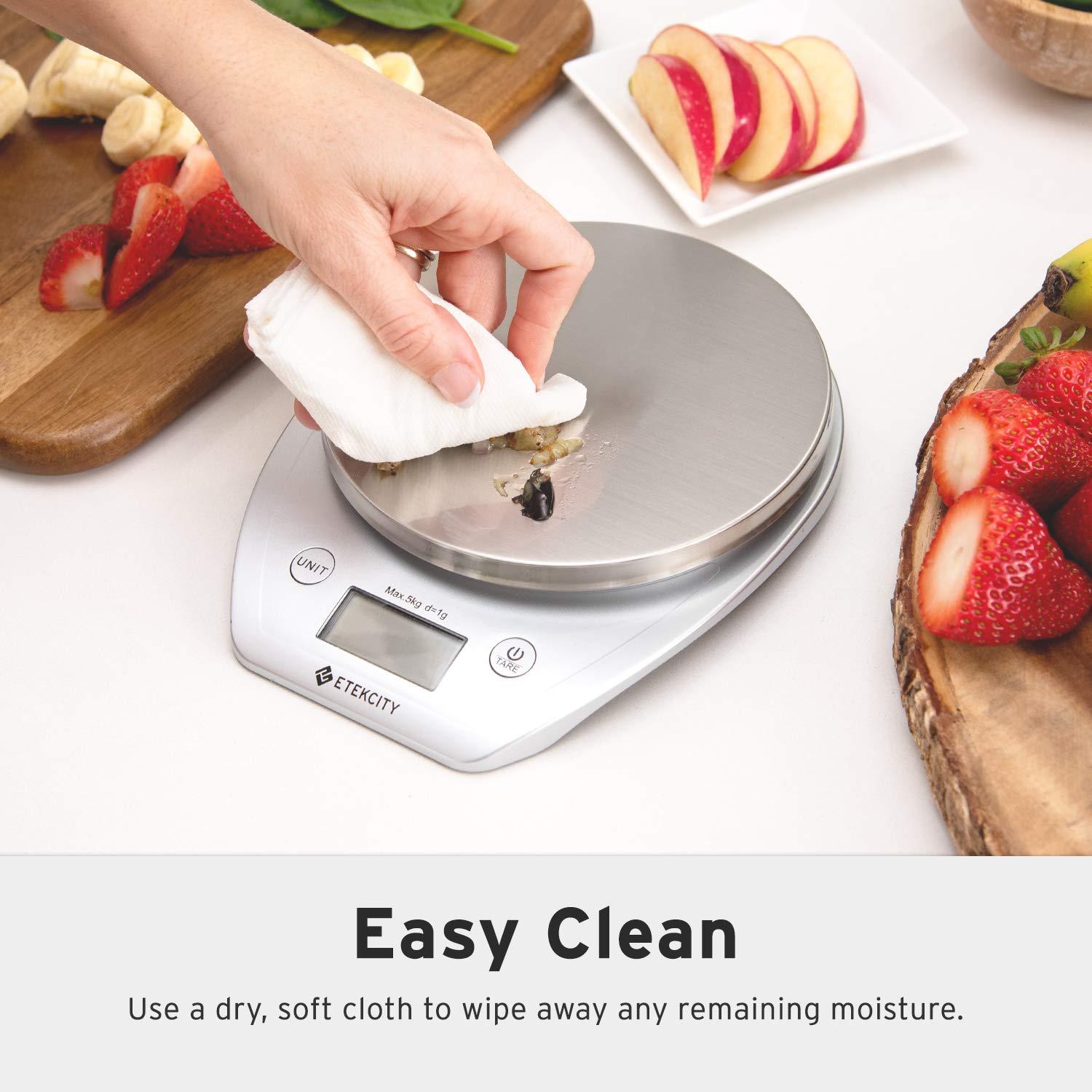 Etekcity Food Kitchen Scale Bowl, Digital Ounces and Grams for Cooking, Baking, Meal Prep, Dieting, and Weight Loss, 11lb/5kg, Silver(Silver)