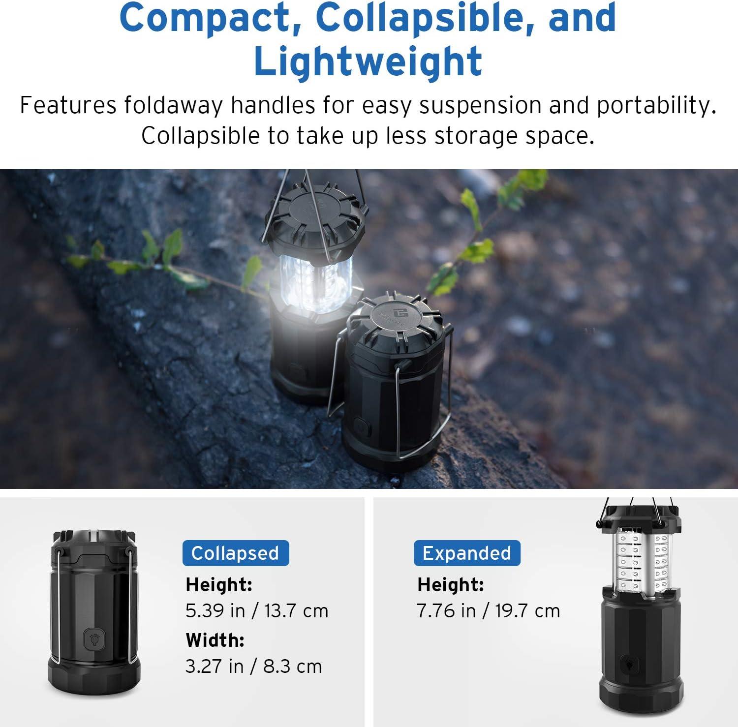 Etekcity Camping Lantern Battery Powered LED for Power Outages, Emergency Light for Hurricane Supplies Survival Kits, Operated Lamp, Camping Gear Accessories Essentials, 2 Pack(Cl30-4pack)