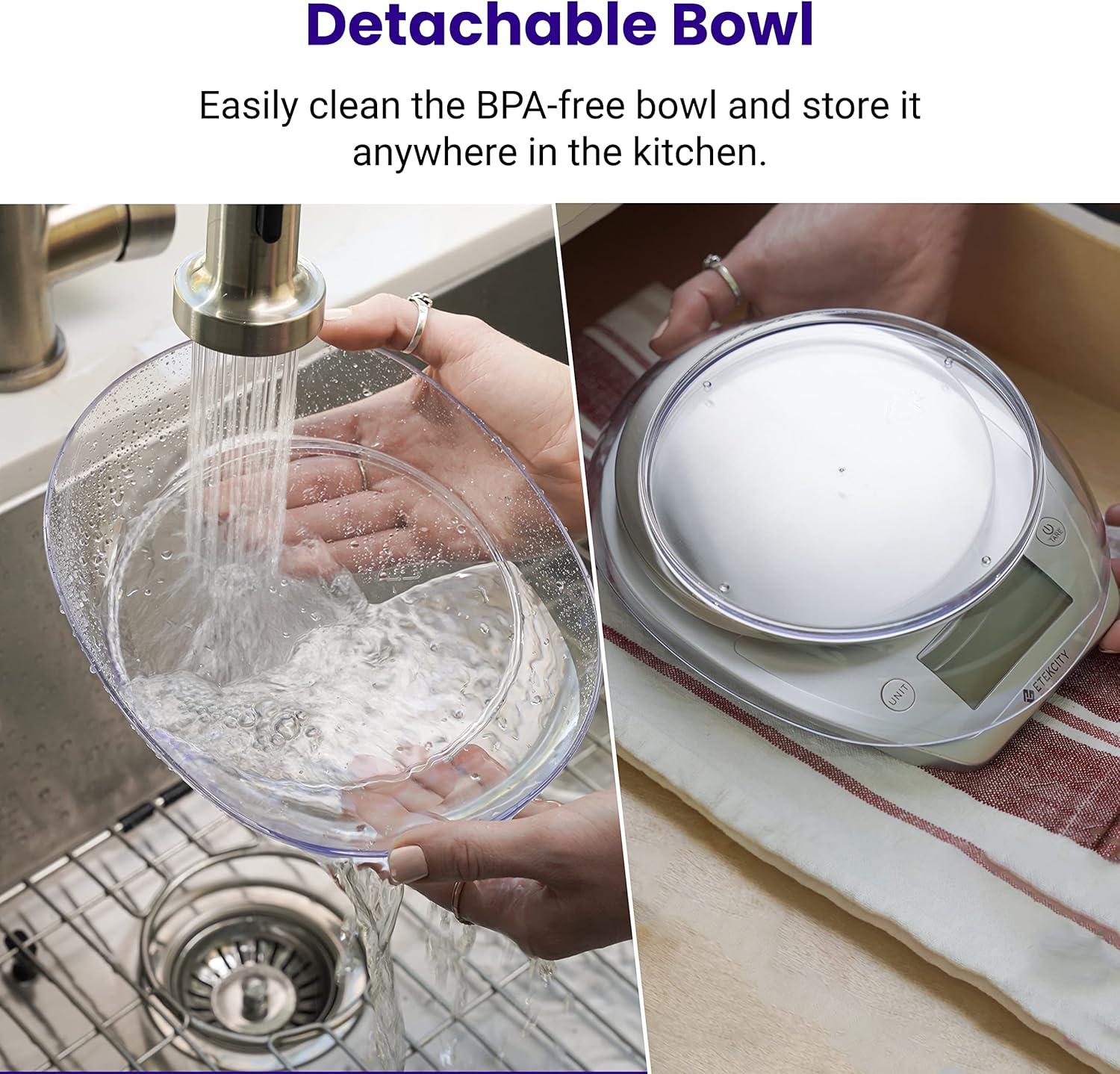 Etekcity 0.1g Food Kitchen Scale,Bowl,Digital Grams and Ounces for Weight Loss,Dieting,Baking,Cooking,and Meal Prep,11lb/5kg,Stainless Steel Silver,(Pack of 12)
