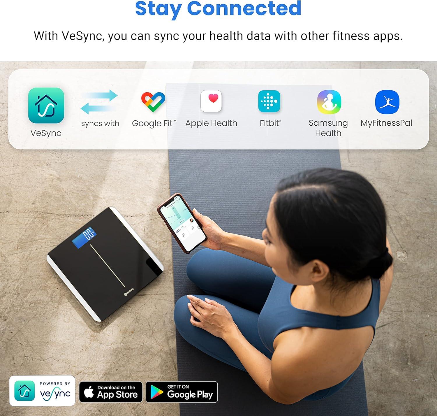 Etekcity FSA&HSA Eligible Smart Scale for Body Weight Fat, Digital Weighing Machine for Accurate BMI Muscle Mass Composition, Apple Health Compatible Fitness Equipment,TFT,‎Tempered Glass,Black(Carbon Black)