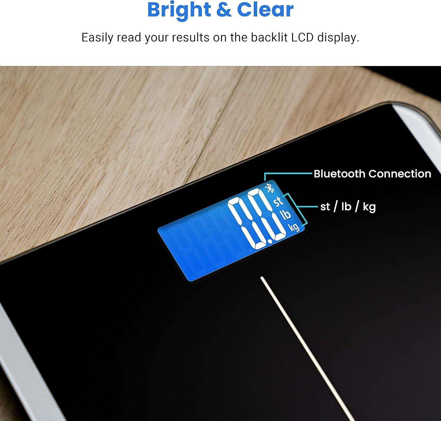 Etekcity FSA&HSA Eligible Smart Scale for Body Weight Fat, Digital Weighing Machine for Accurate BMI Muscle Mass Composition, Apple Health Compatible Fitness Equipment,TFT,‎Tempered Glass,Black(Carbon Black)