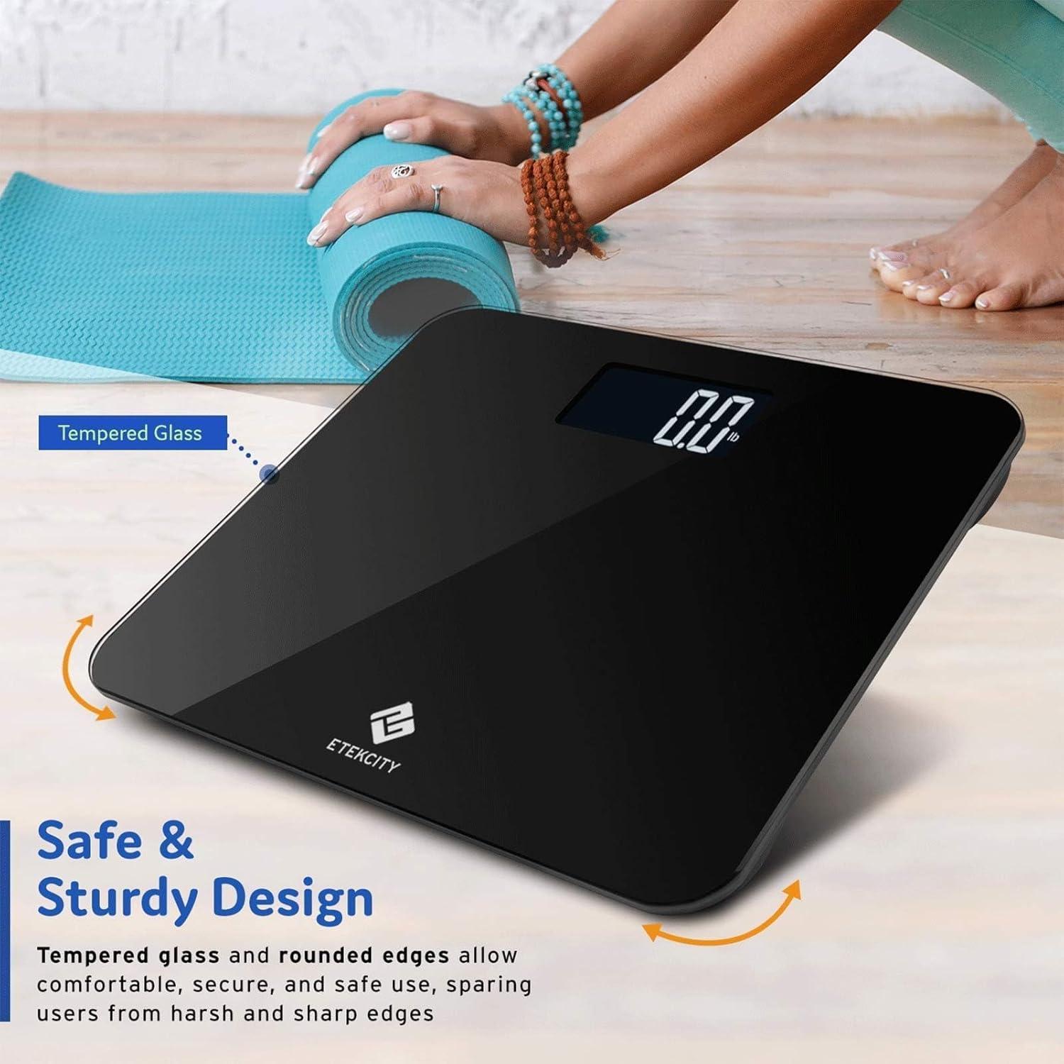 Etekcity FSA&HSA Eligible Smart Scale for Body Weight Fat, Digital Weighing Machine for Accurate BMI Muscle Mass Composition, Apple Health Compatible Fitness Equipment,TFT,‎Tempered Glass,Black(Larger Black)