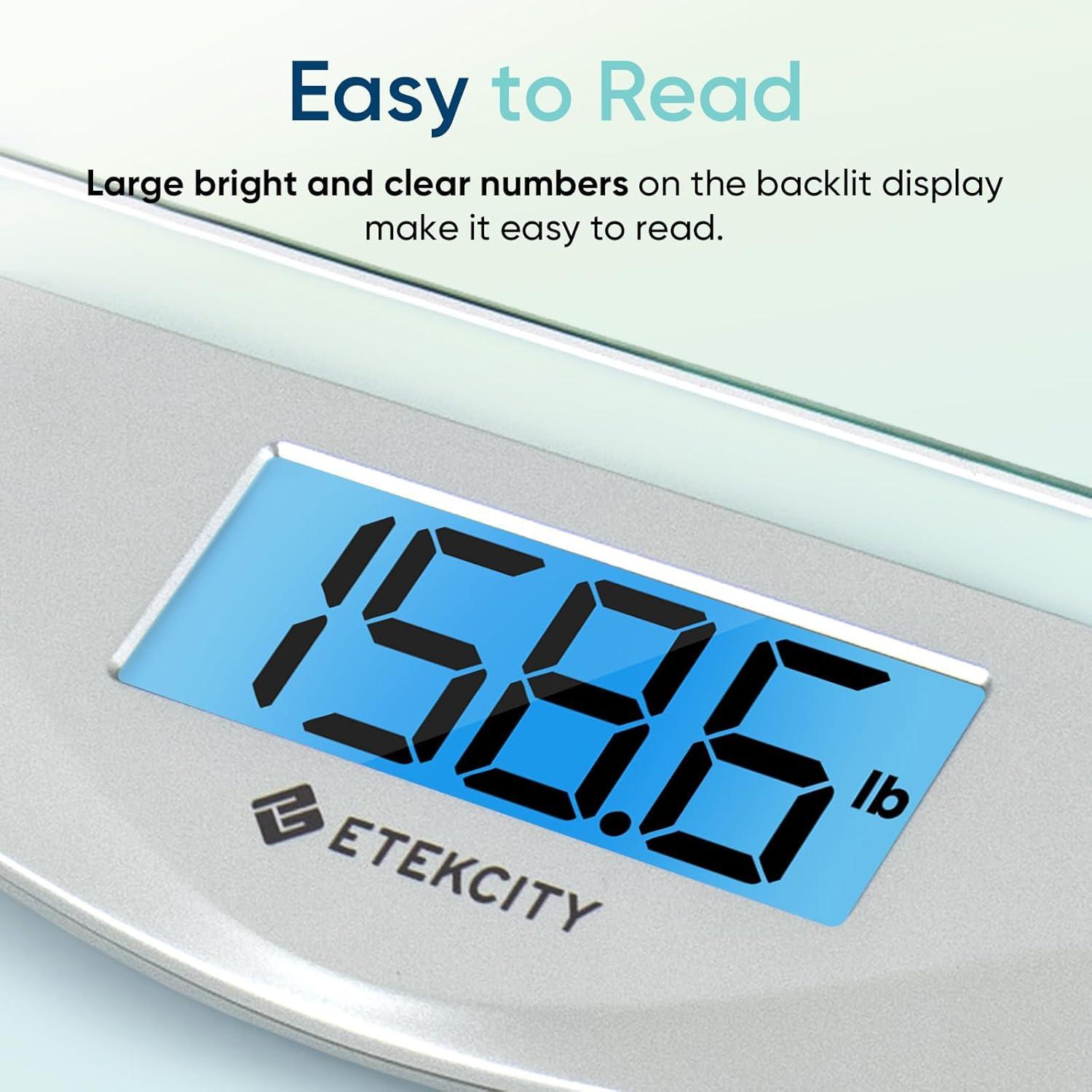 Etekcity FSA&HSA Eligible Smart Scale for Body Weight Fat, Digital Weighing Machine for Accurate BMI Muscle Mass Composition, Apple Health Compatible Fitness Equipment,TFT,‎Tempered Glass,Black(Silver)