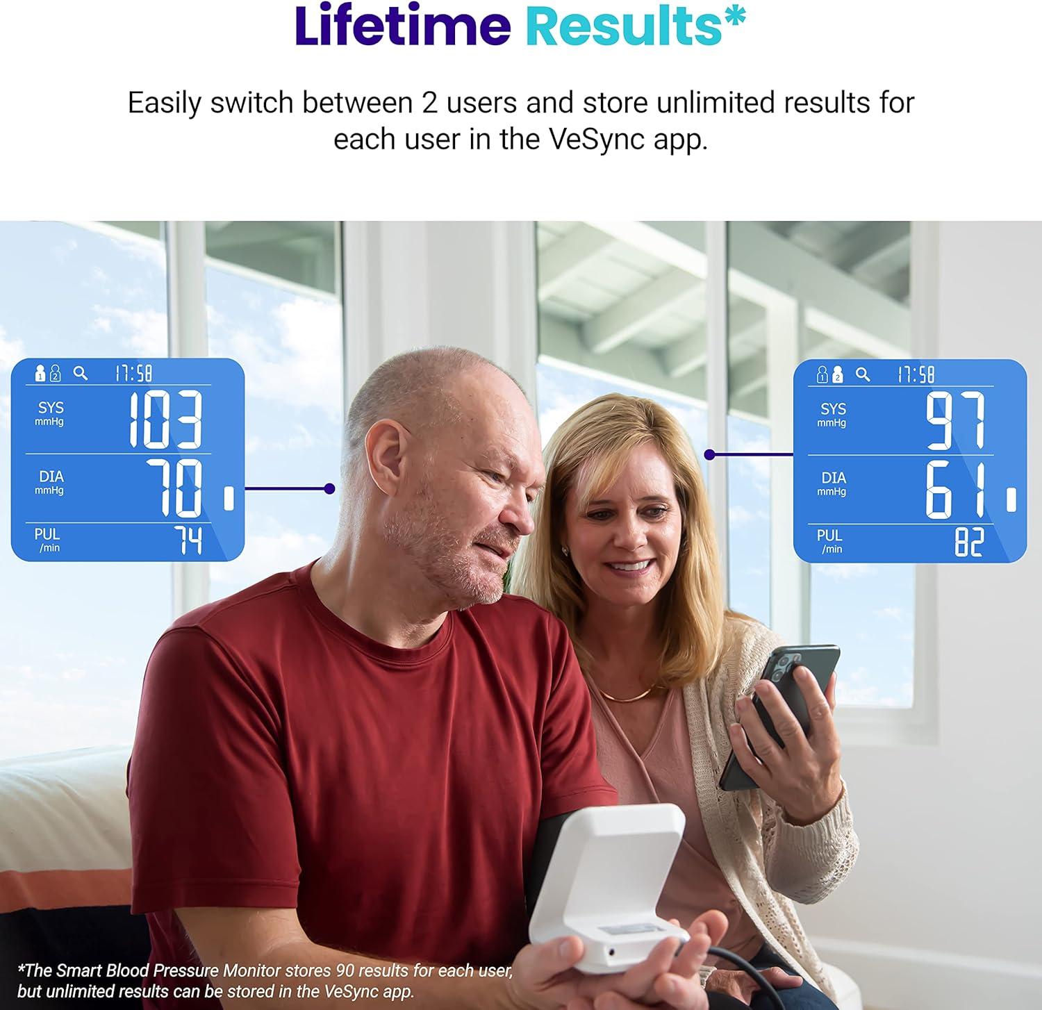 Etekcity Bluetooth Blood Pressure Monitor, FSA-HSA Eligible, Smart Upper Arm Automatic BP Machine with App, Wide Cuff 8.6″-16.5″, Irregular Heartbeat Detection,Home Medical Diagnostic Kit Wearables