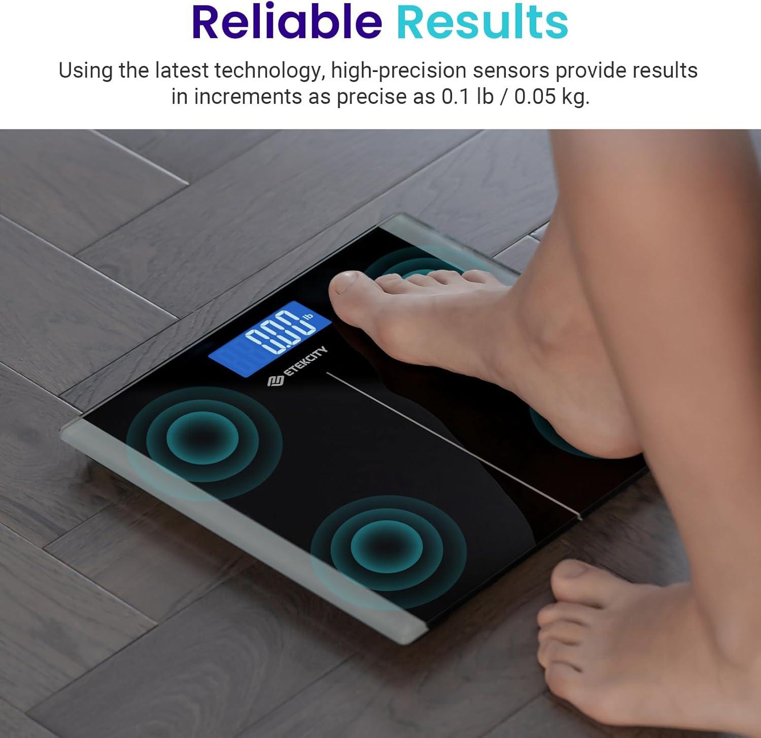 Etekcity FSA&HSA Eligible Smart Scale for Body Weight Fat, Digital Weighing Machine for Accurate BMI Muscle Mass Composition, Apple Health Compatible Fitness Equipment,TFT,‎Tempered Glass,Black(Black)