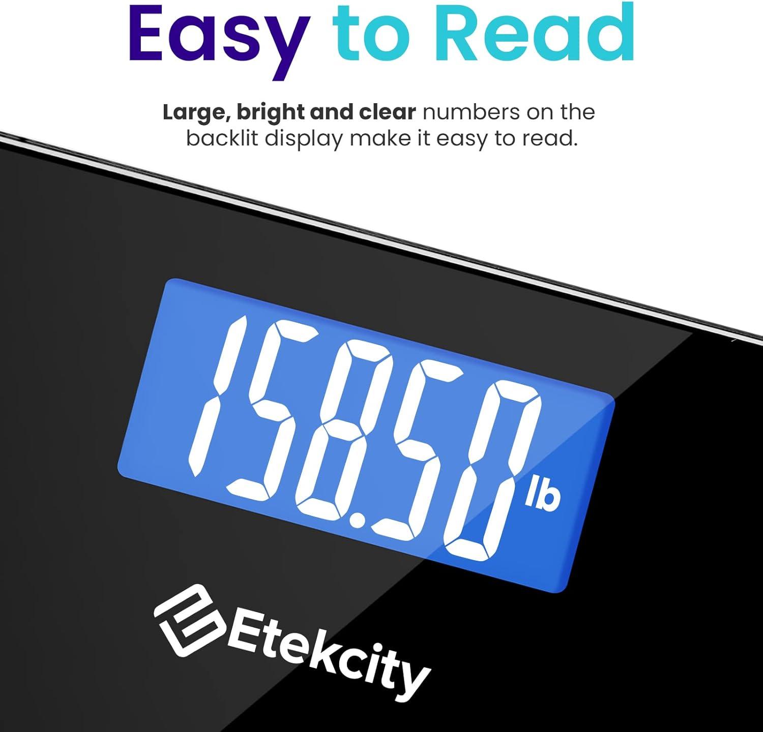 Etekcity FSA&HSA Eligible Smart Scale for Body Weight Fat, Digital Weighing Machine for Accurate BMI Muscle Mass Composition, Apple Health Compatible Fitness Equipment,TFT,‎Tempered Glass,Black(Black)