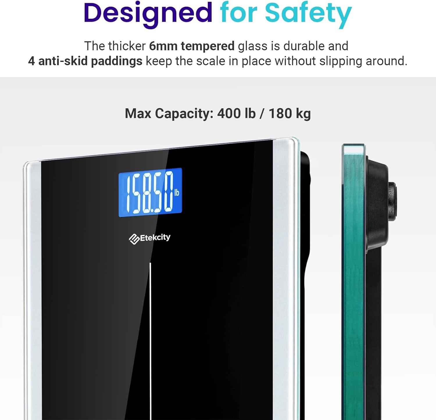 Etekcity FSA&HSA Eligible Smart Scale for Body Weight Fat, Digital Weighing Machine for Accurate BMI Muscle Mass Composition, Apple Health Compatible Fitness Equipment,TFT,‎Tempered Glass,Black(Black)