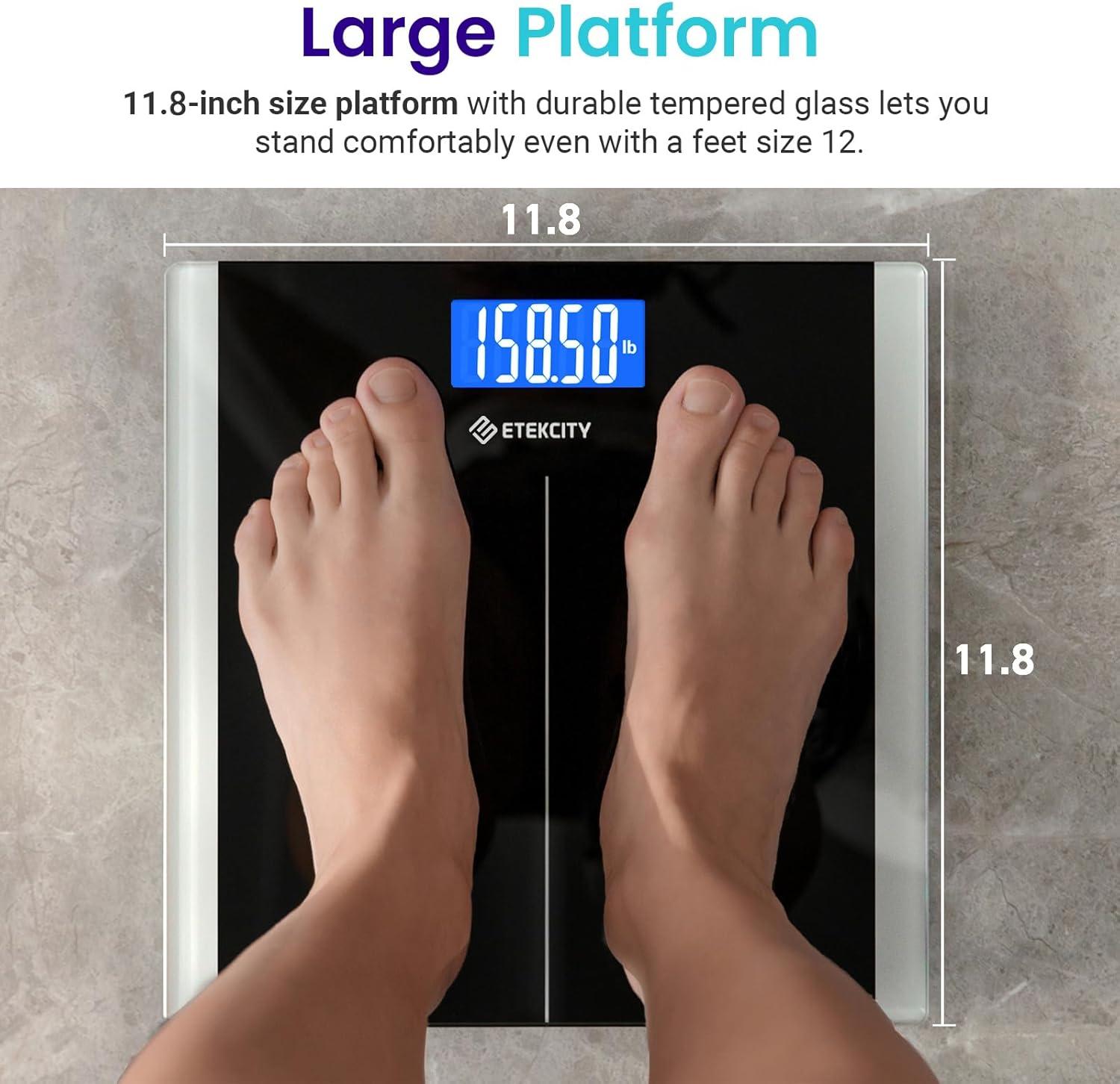 Etekcity FSA&HSA Eligible Smart Scale for Body Weight Fat, Digital Weighing Machine for Accurate BMI Muscle Mass Composition, Apple Health Compatible Fitness Equipment,TFT,‎Tempered Glass,Black(Black)