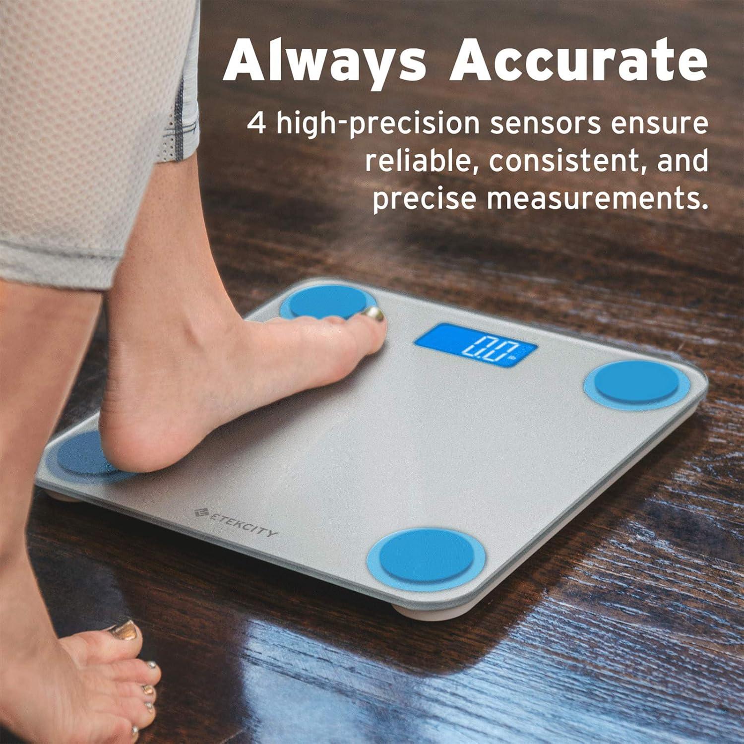 Etekcity FSA&HSA Eligible Smart Scale for Body Weight Fat, Digital Weighing Machine for Accurate BMI Muscle Mass Composition, Apple Health Compatible Fitness Equipment,TFT,‎Tempered Glass,Black(Light Grey)