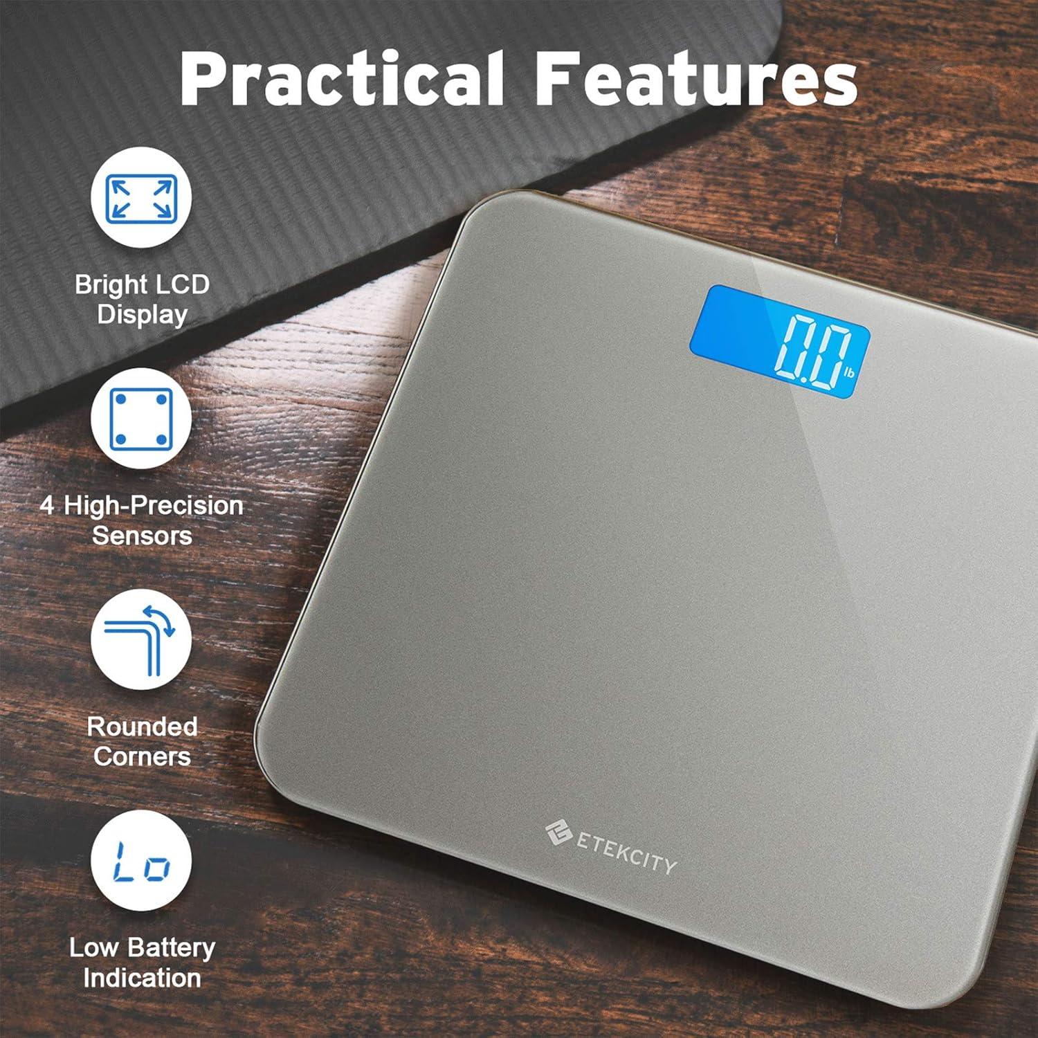 Etekcity FSA&HSA Eligible Smart Scale for Body Weight Fat, Digital Weighing Machine for Accurate BMI Muscle Mass Composition, Apple Health Compatible Fitness Equipment,TFT,‎Tempered Glass,Black(Light Grey)