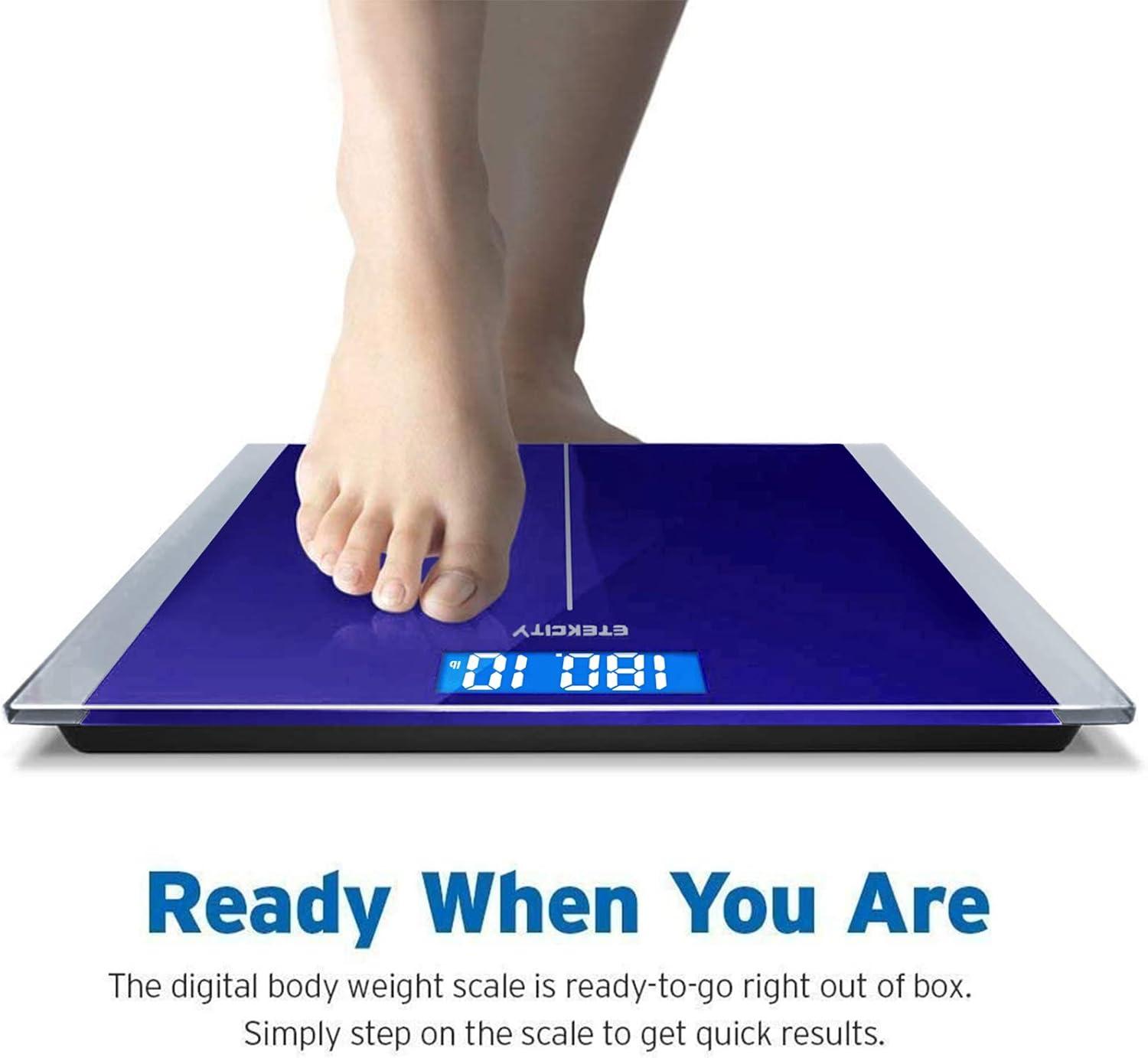 Etekcity FSA&HSA Eligible Smart Scale for Body Weight Fat, Digital Weighing Machine for Accurate BMI Muscle Mass Composition, Apple Health Compatible Fitness Equipment,TFT,‎Tempered Glass,Black(Blue)