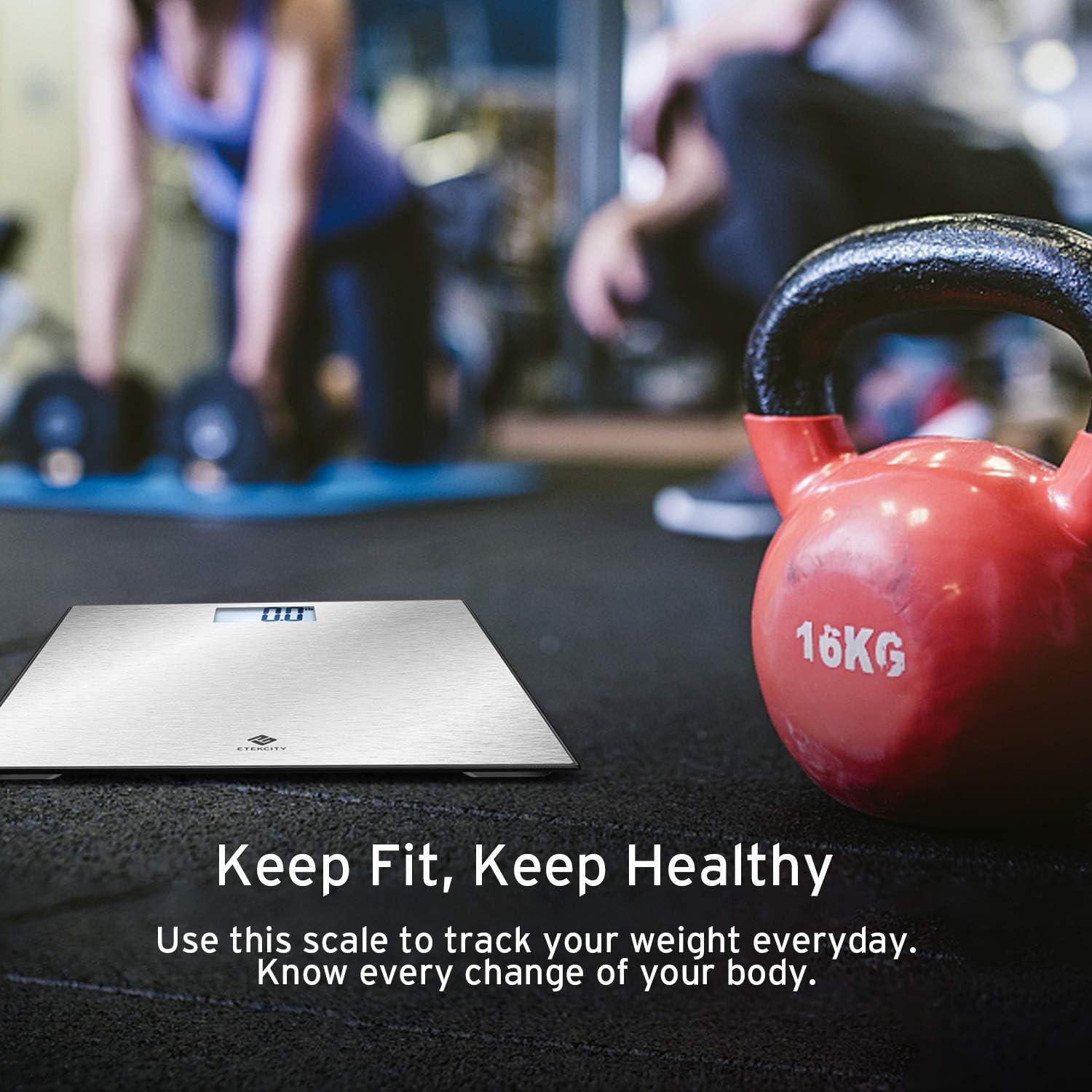 Etekcity FSA&HSA Eligible Smart Scale for Body Weight Fat, Digital Weighing Machine for Accurate BMI Muscle Mass Composition, Apple Health Compatible Fitness Equipment,TFT,‎Tempered Glass,Black(Brushed Silver)