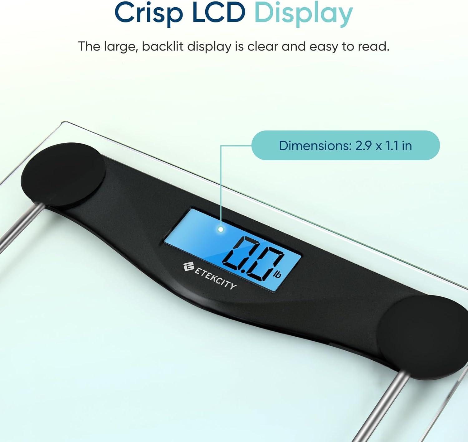 Etekcity FSA&HSA Eligible Smart Scale for Body Weight Fat, Digital Weighing Machine for Accurate BMI Muscle Mass Composition, Apple Health Compatible Fitness Equipment,TFT,‎Tempered Glass,Black(Clear Black)