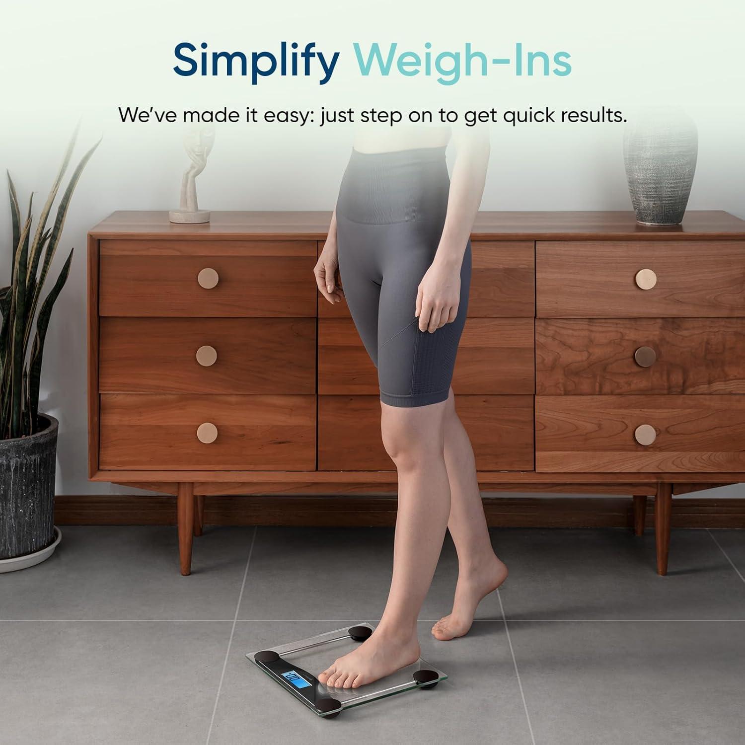 Etekcity FSA&HSA Eligible Smart Scale for Body Weight Fat, Digital Weighing Machine for Accurate BMI Muscle Mass Composition, Apple Health Compatible Fitness Equipment,TFT,‎Tempered Glass,Black(Clear Black)