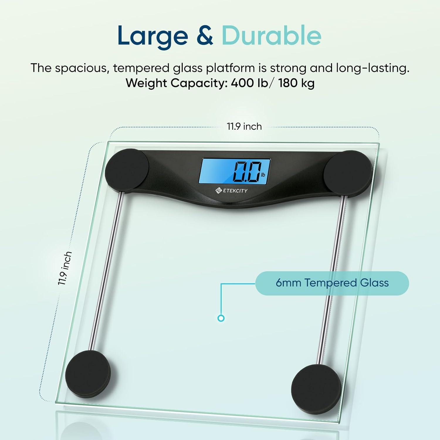 Etekcity FSA&HSA Eligible Smart Scale for Body Weight Fat, Digital Weighing Machine for Accurate BMI Muscle Mass Composition, Apple Health Compatible Fitness Equipment,TFT,‎Tempered Glass,Black(Clear Black)