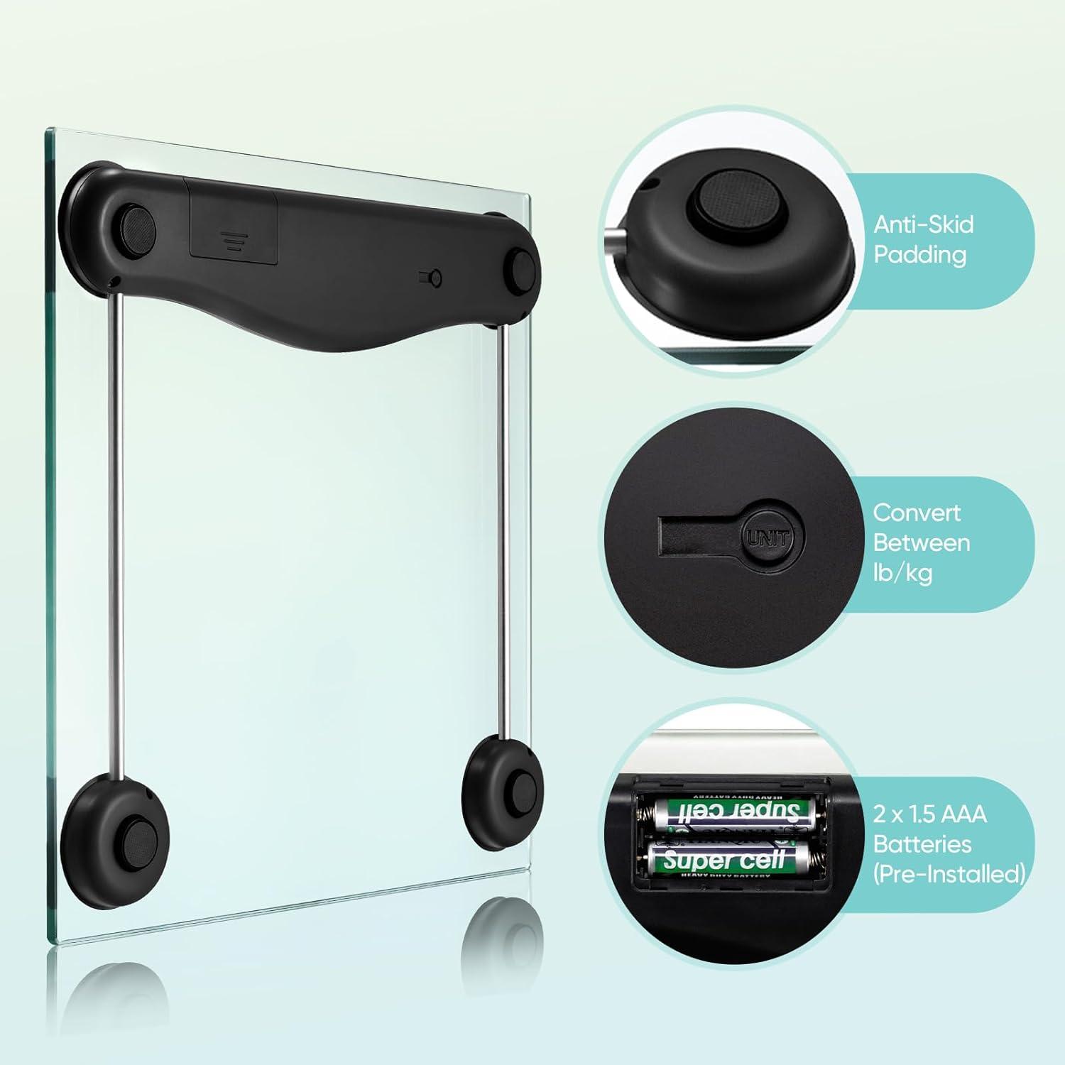 Etekcity FSA&HSA Eligible Smart Scale for Body Weight Fat, Digital Weighing Machine for Accurate BMI Muscle Mass Composition, Apple Health Compatible Fitness Equipment,TFT,‎Tempered Glass,Black(Clear Black)