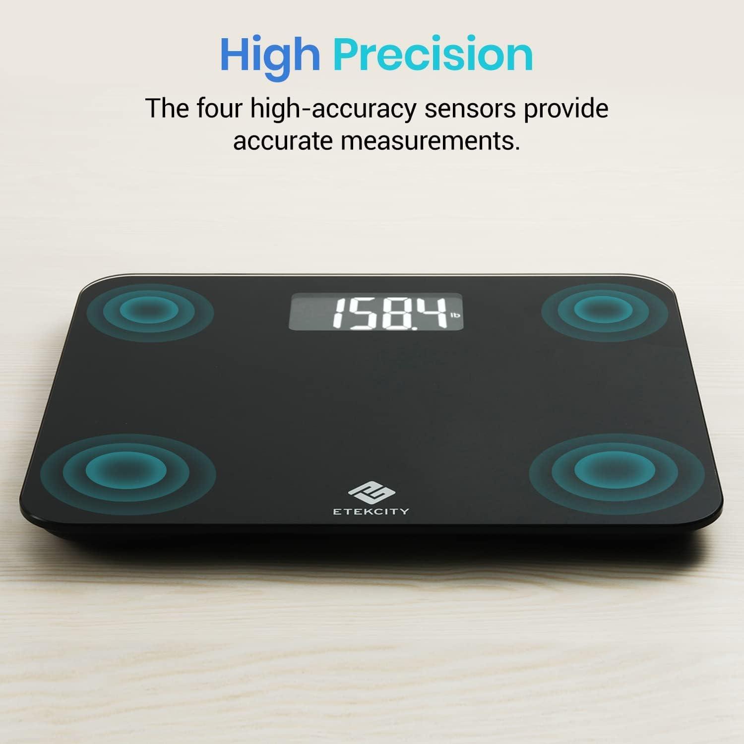 Etekcity FSA&HSA Eligible Smart Scale for Body Weight Fat, Digital Weighing Machine for Accurate BMI Muscle Mass Composition, Apple Health Compatible Fitness Equipment,TFT,‎Tempered Glass,Black(Classic Black)