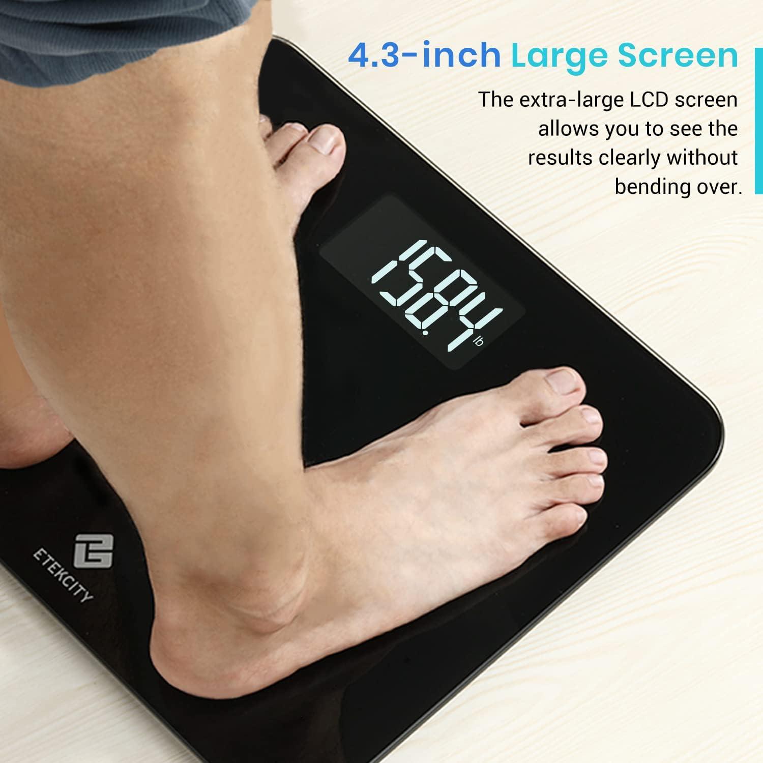 Etekcity FSA&HSA Eligible Smart Scale for Body Weight Fat, Digital Weighing Machine for Accurate BMI Muscle Mass Composition, Apple Health Compatible Fitness Equipment,TFT,‎Tempered Glass,Black(Classic Black)