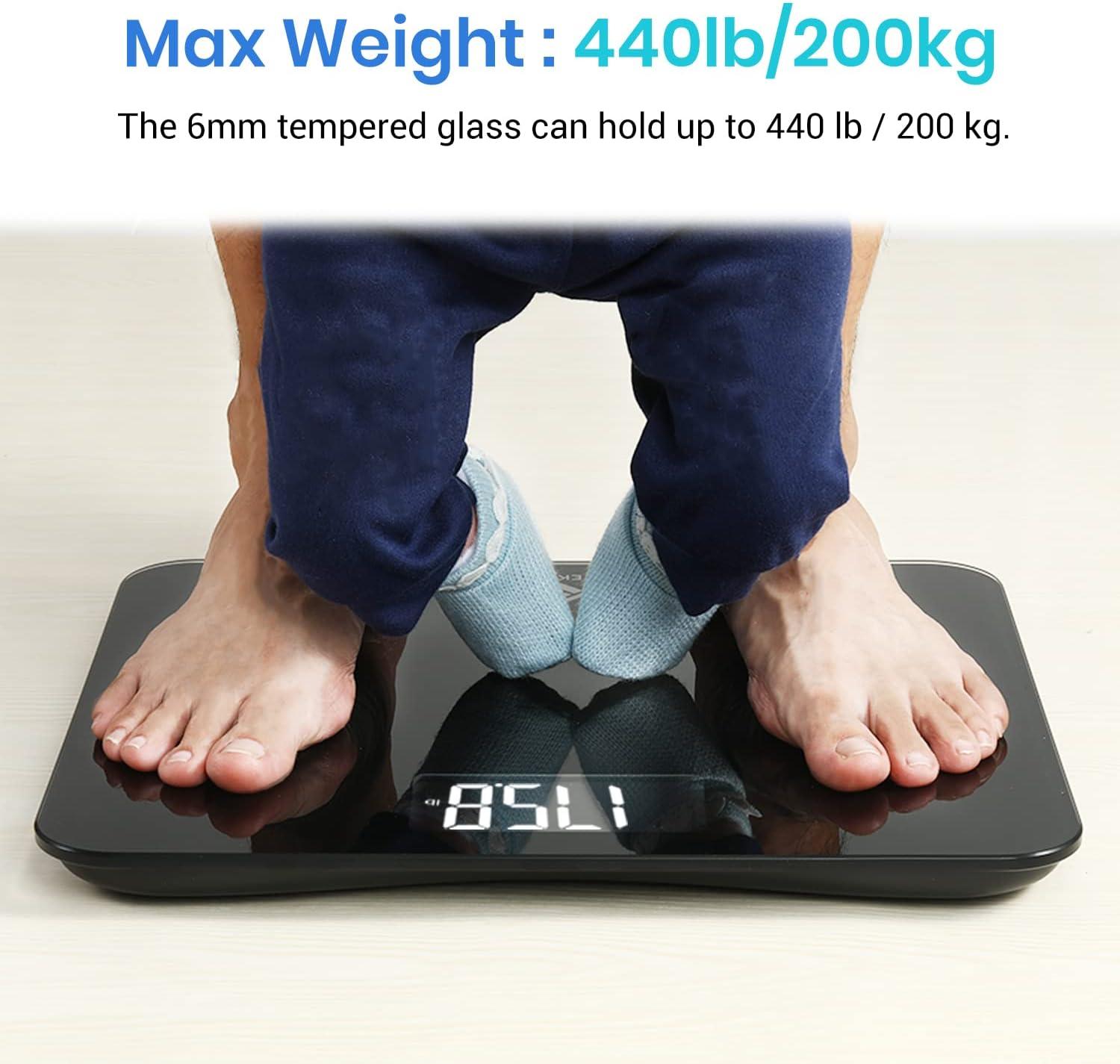 Etekcity FSA&HSA Eligible Smart Scale for Body Weight Fat, Digital Weighing Machine for Accurate BMI Muscle Mass Composition, Apple Health Compatible Fitness Equipment,TFT,‎Tempered Glass,Black(Classic Black)