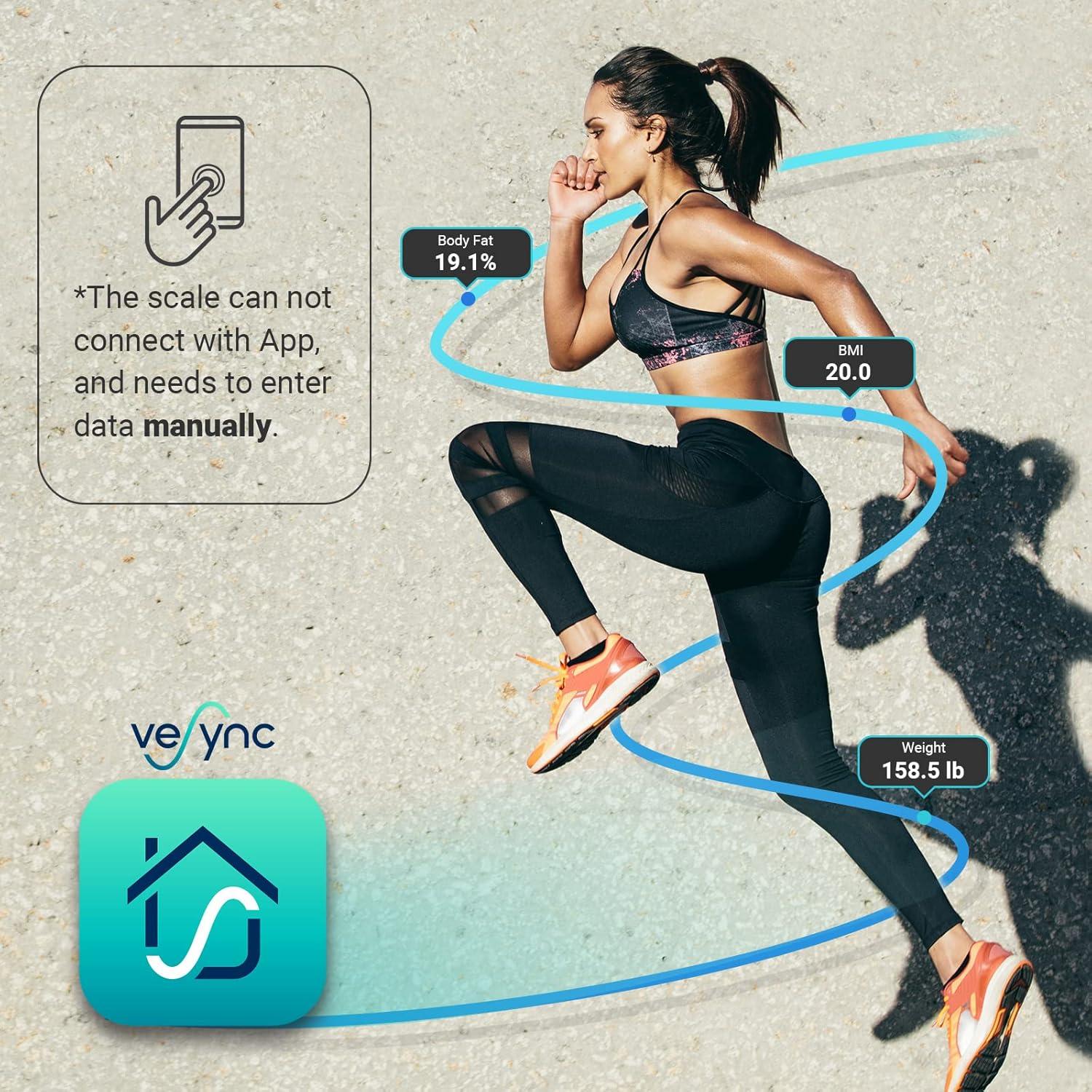 Etekcity FSA&HSA Eligible Smart Scale for Body Weight Fat, Digital Weighing Machine for Accurate BMI Muscle Mass Composition, Apple Health Compatible Fitness Equipment,TFT,‎Tempered Glass,Black(Greenish-white)