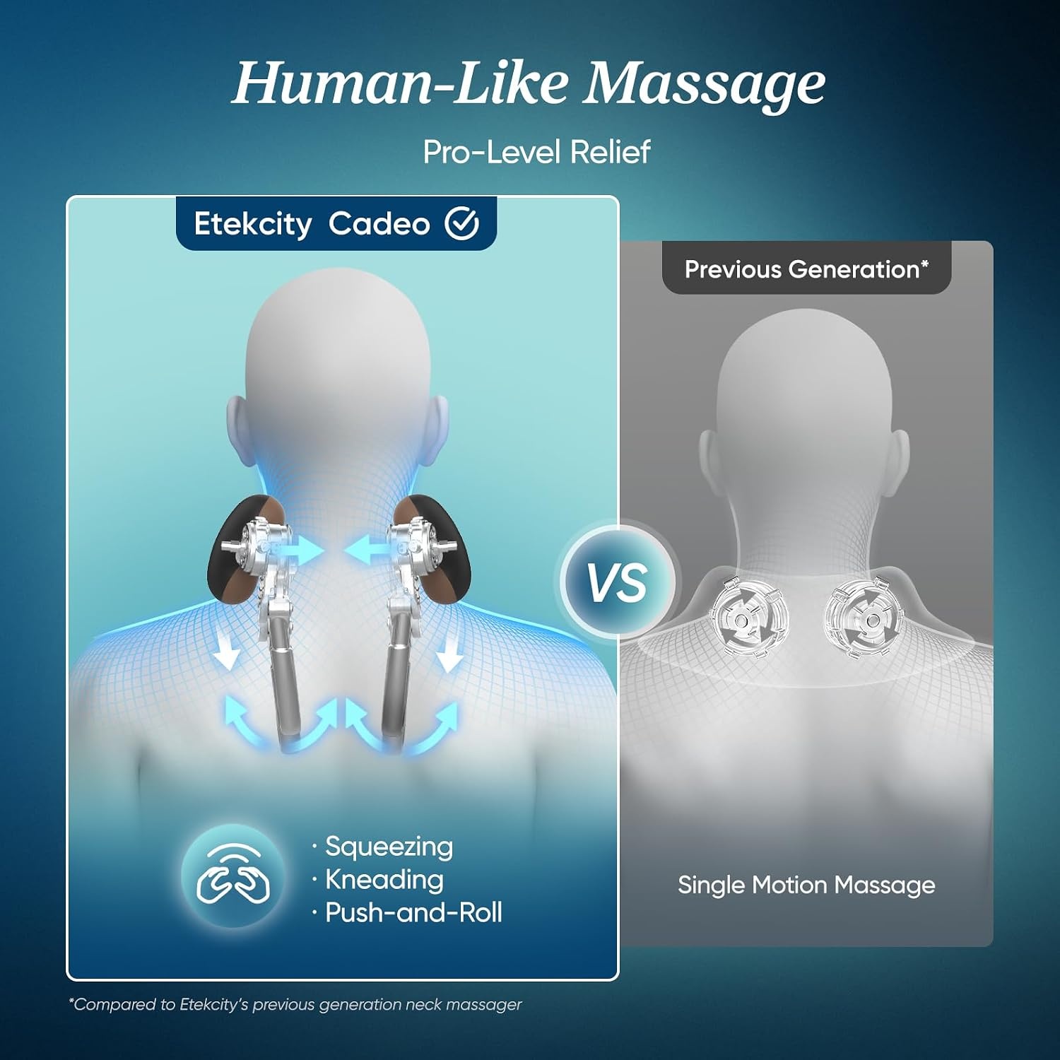 Etekcity FSA Eligible Cordless Neck Massager for Pain Relief Deep Tissue, Shiatsu Shoulder Massager with Heat, Massage Tools for Trapezius, Lymphatic Drainage, Relaxation Therapy, HSA Items, Cadeo(Grey)