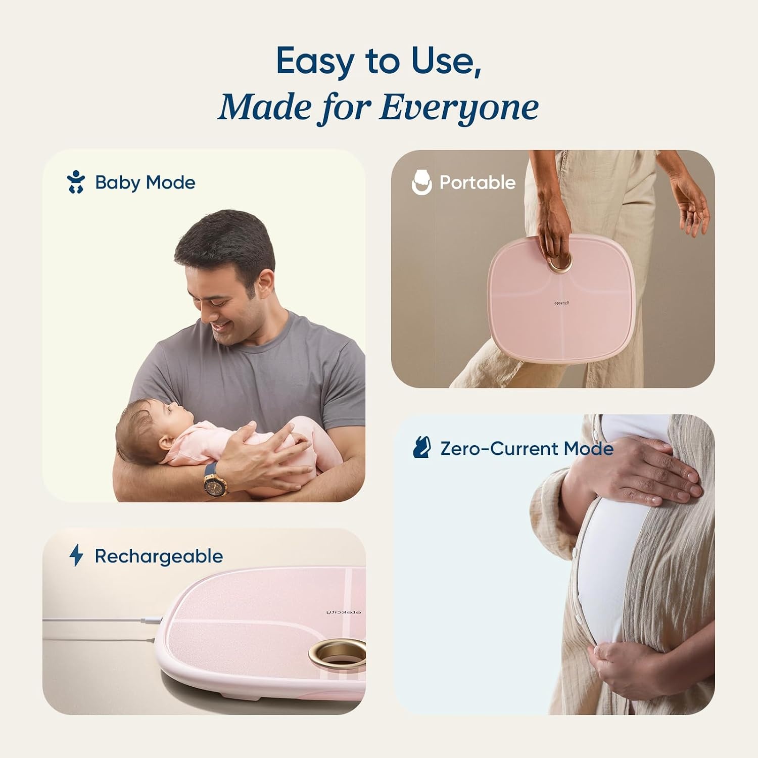 Etekcity WiFi 8-Electrode Smart Scale for Body Weight and Fat | Body Composition Scale with Color Handle Display, 50+ Metrics, 5-Segment Analysis, WiFi Auto Sync and USB-C Charging(Pink)
