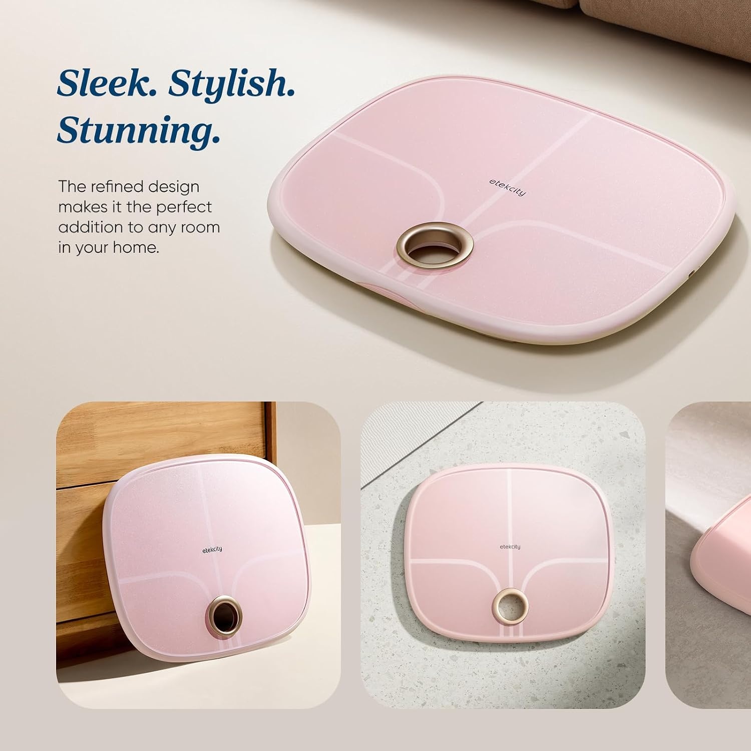 Etekcity WiFi 8-Electrode Smart Scale for Body Weight and Fat | Body Composition Scale with Color Handle Display, 50+ Metrics, 5-Segment Analysis, WiFi Auto Sync and USB-C Charging(Pink)