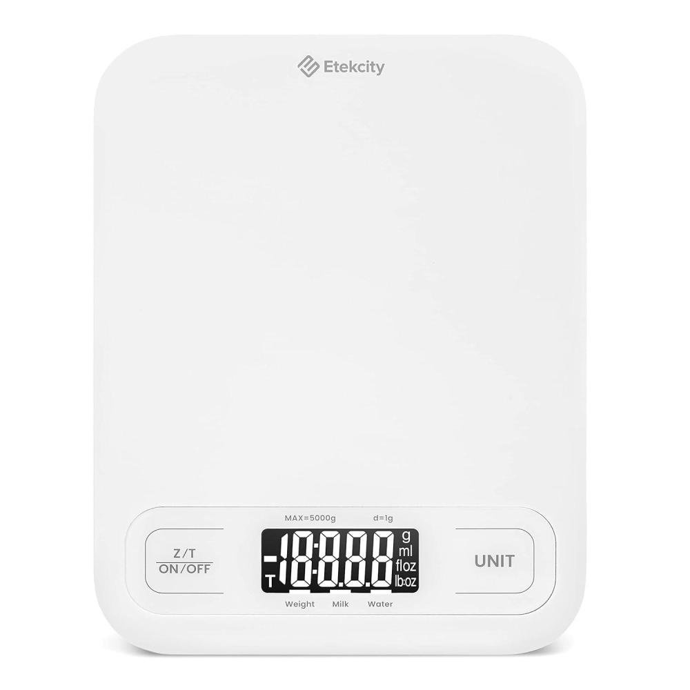 Etekcity Smart Food Kitchen Scale with Nutritional Calculator, Free App with 19 Nutrients Tracking, Calorie, Marco, Digital grams and ounces for weight loss, Premium Stainless Steel, 11lb(Clean White)
