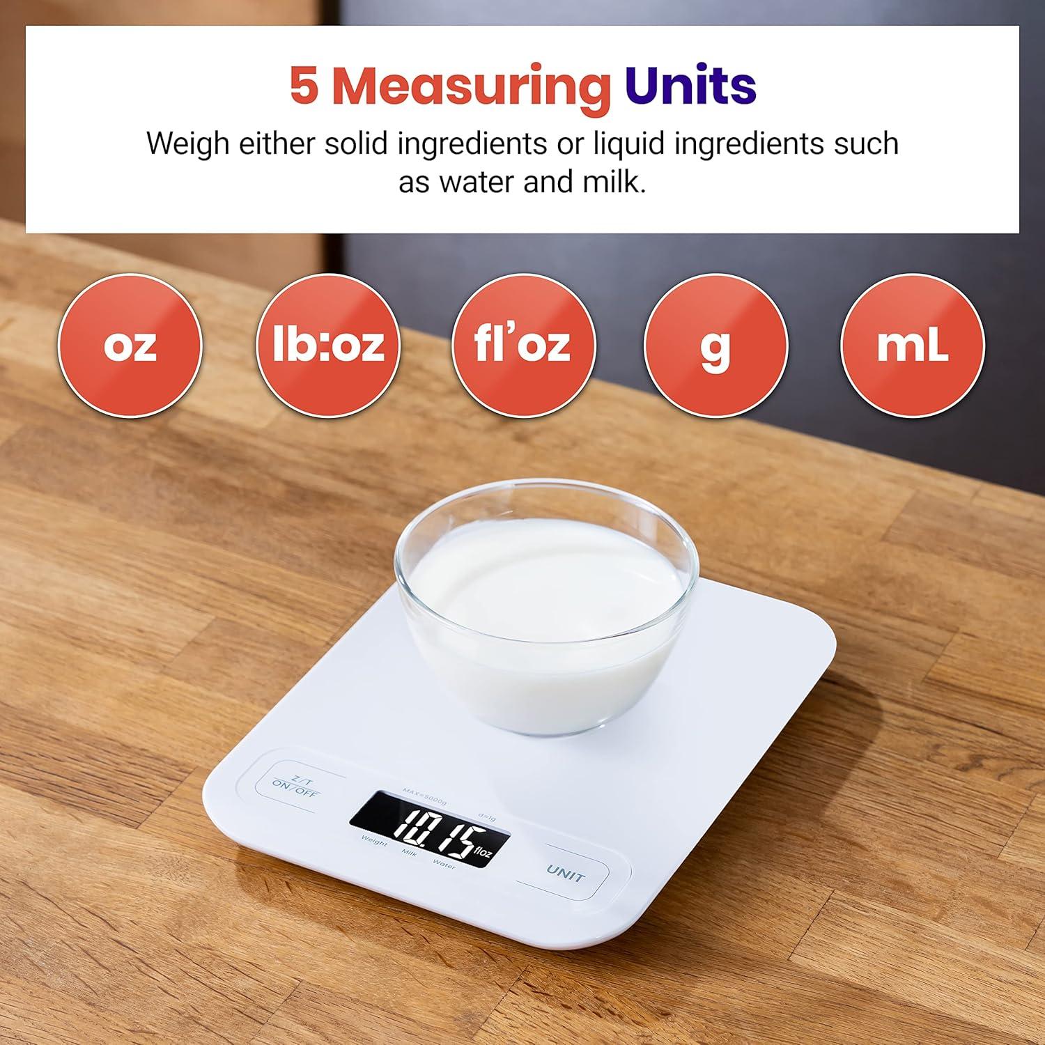 Etekcity Smart Food Kitchen Scale with Nutritional Calculator, Free App with 19 Nutrients Tracking, Calorie, Marco, Digital grams and ounces for weight loss, Premium Stainless Steel, 11lb(Clean White)