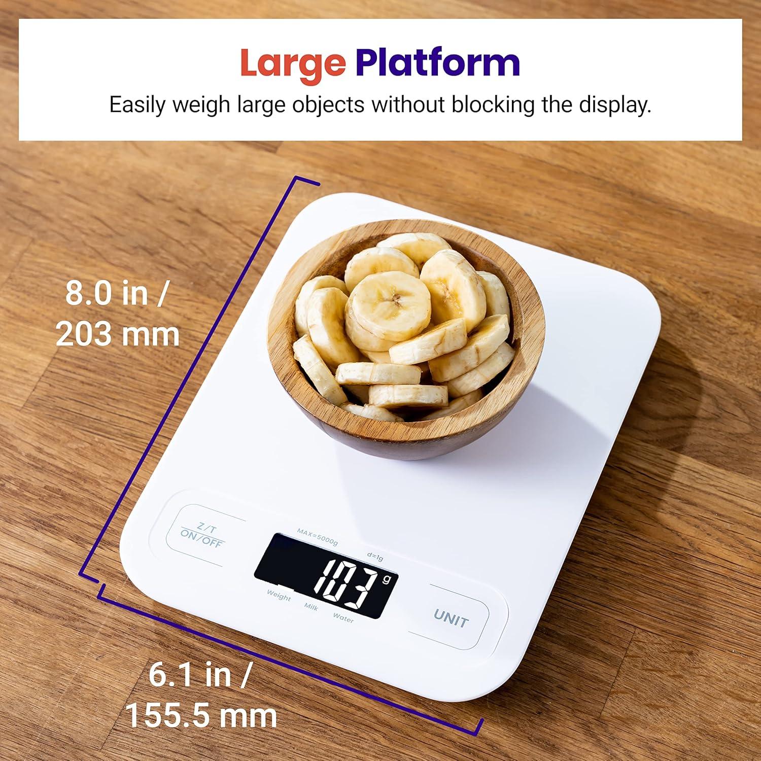 Etekcity Smart Food Kitchen Scale with Nutritional Calculator, Free App with 19 Nutrients Tracking, Calorie, Marco, Digital grams and ounces for weight loss, Premium Stainless Steel, 11lb(Clean White)