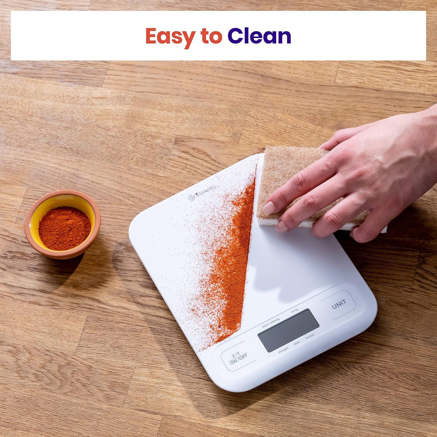 Etekcity Smart Food Kitchen Scale with Nutritional Calculator, Free App with 19 Nutrients Tracking, Calorie, Marco, Digital grams and ounces for weight loss, Premium Stainless Steel, 11lb(Clean White)