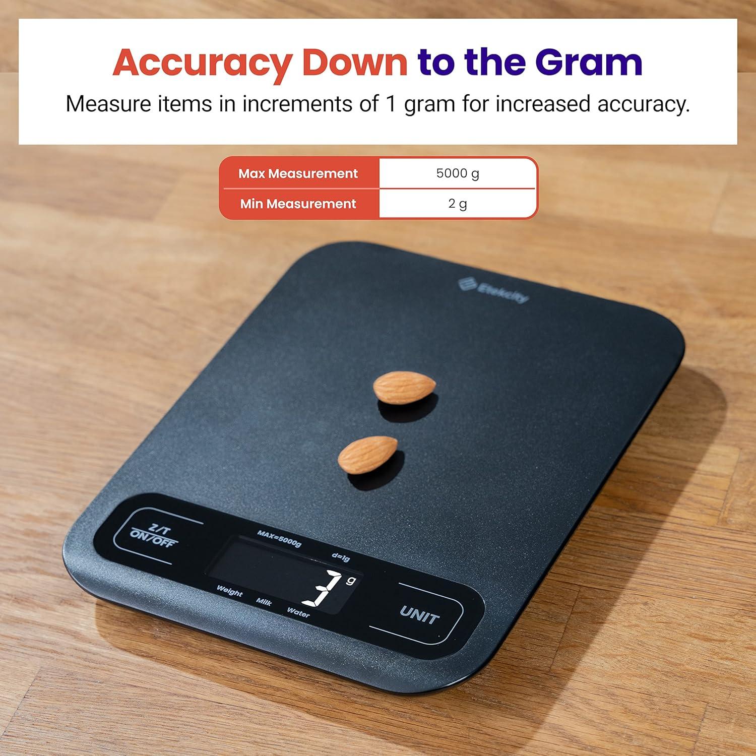 Etekcity Smart Food Kitchen Scale with Nutritional Calculator, Free App with 19 Nutrients Tracking, Calorie, Marco, Digital grams and ounces for weight loss, Premium Stainless Steel, 11lb(Black)