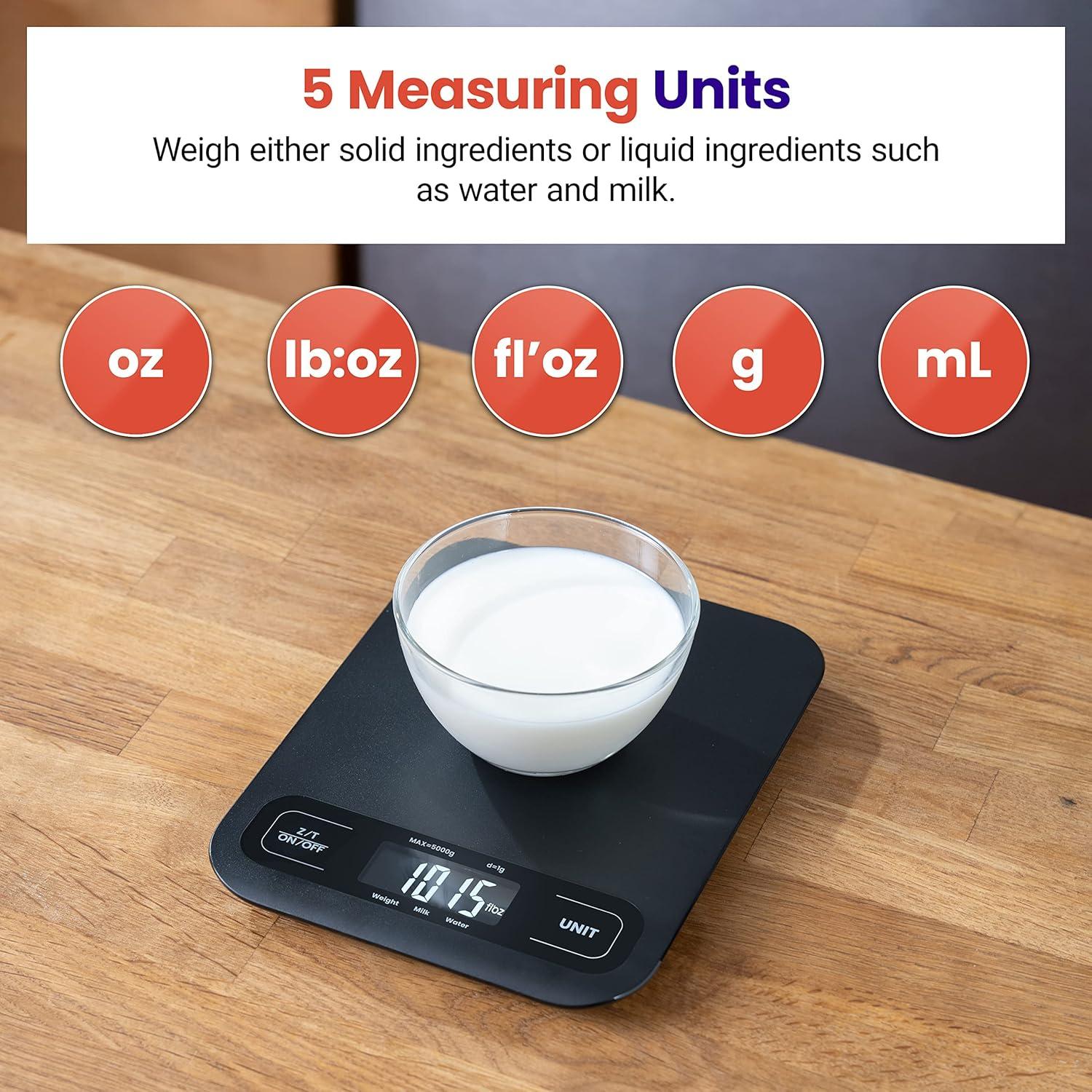 Etekcity Smart Food Kitchen Scale with Nutritional Calculator, Free App with 19 Nutrients Tracking, Calorie, Marco, Digital grams and ounces for weight loss, Premium Stainless Steel, 11lb(Black)