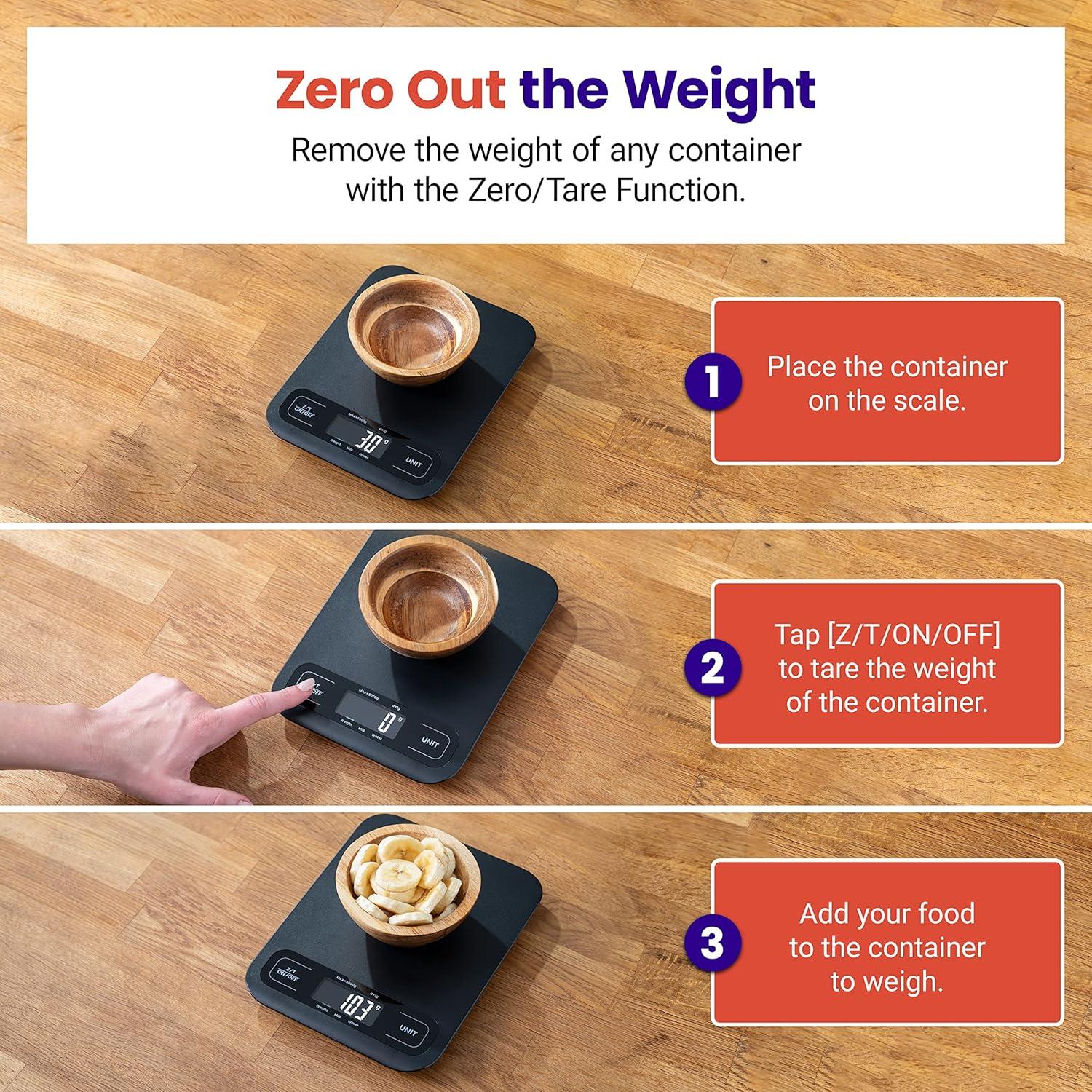 Etekcity Smart Food Kitchen Scale with Nutritional Calculator, Free App with 19 Nutrients Tracking, Calorie, Marco, Digital grams and ounces for weight loss, Premium Stainless Steel, 11lb(Black)